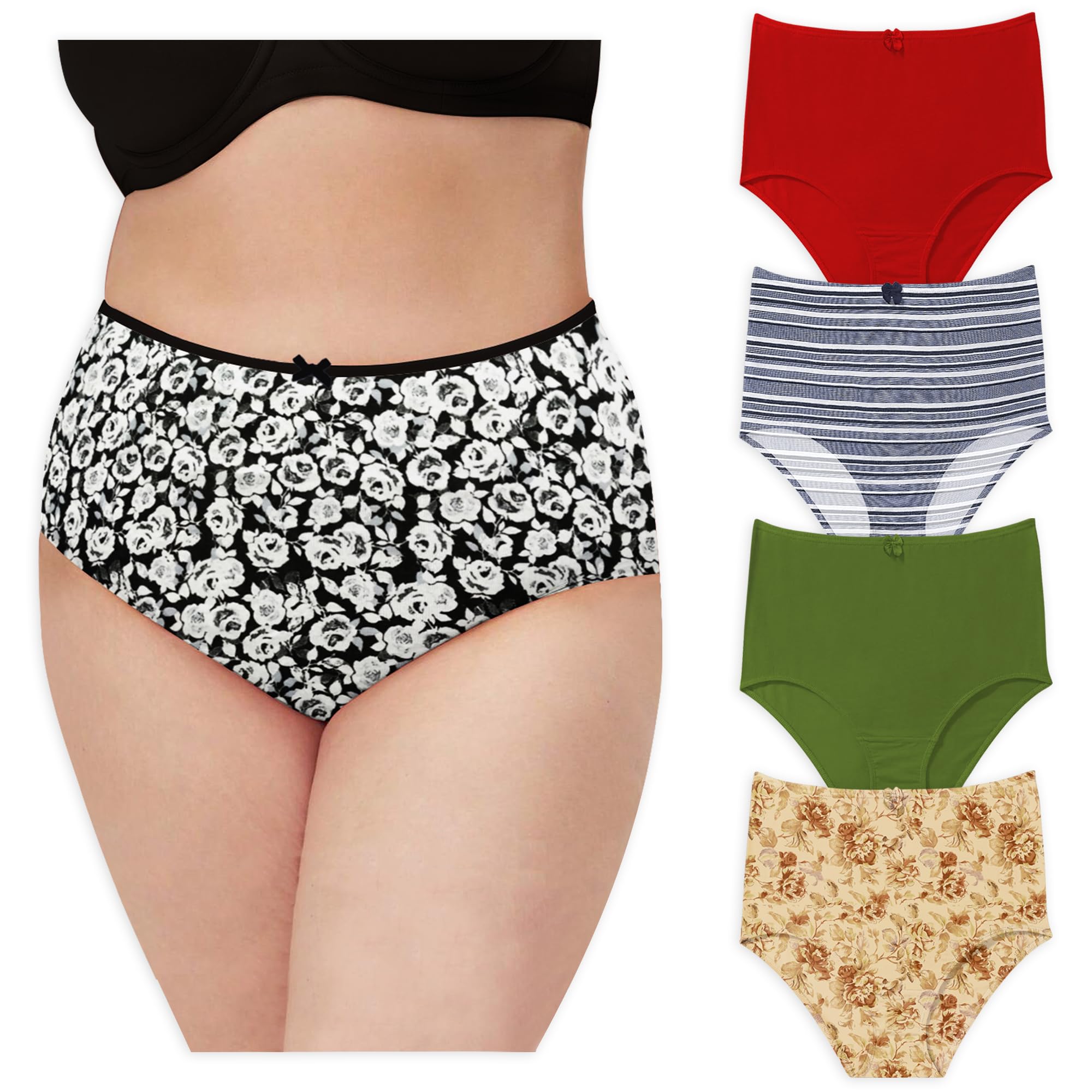 Women's Plus Size Panties High Waist Cotton Briefs Ladies Underwear Big Size Panties Combo (Pack of Any Random Colours and Prints) Multicolor-image-31