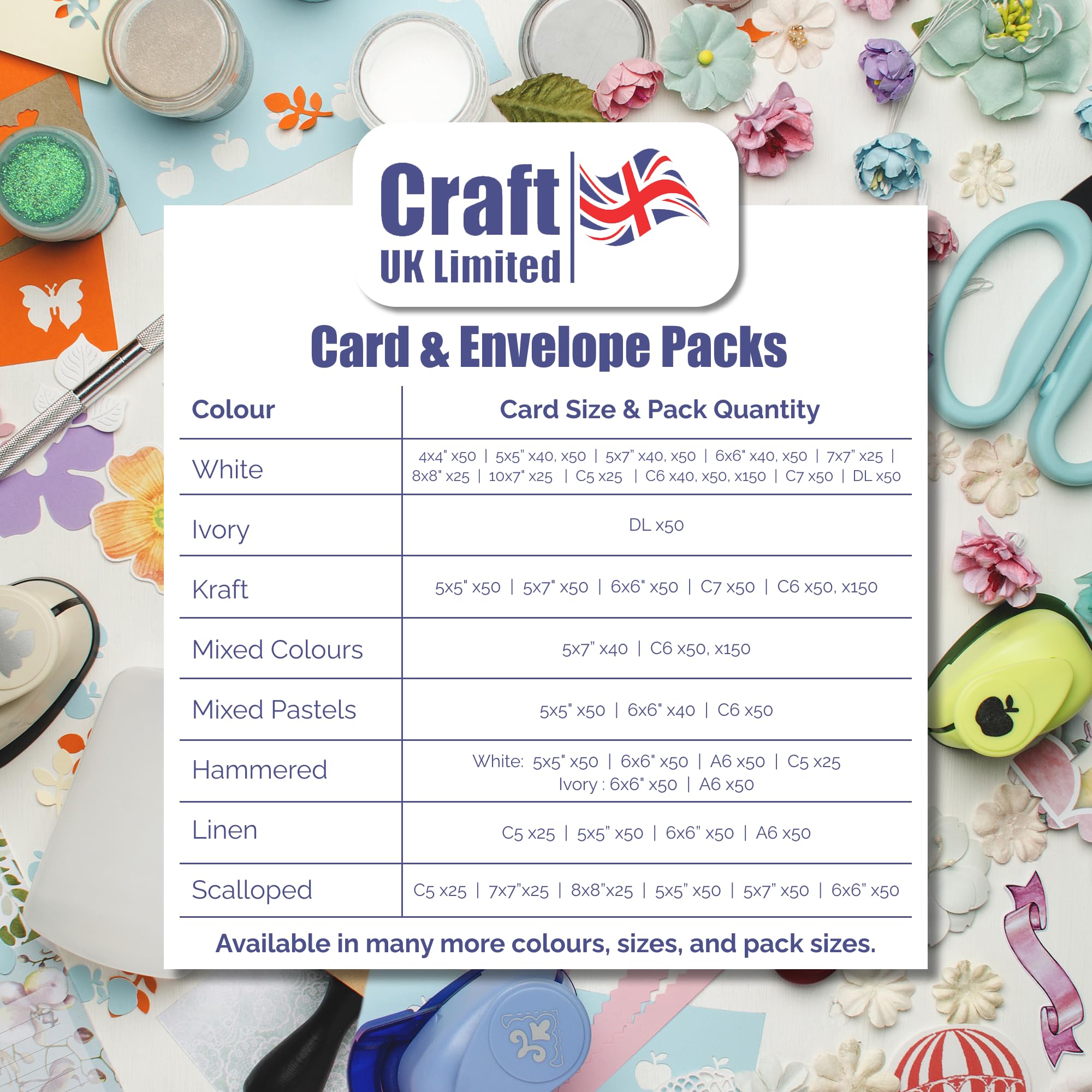 Craft UK 297 C5 karta i koperta opakowanie 25 szt. - białe