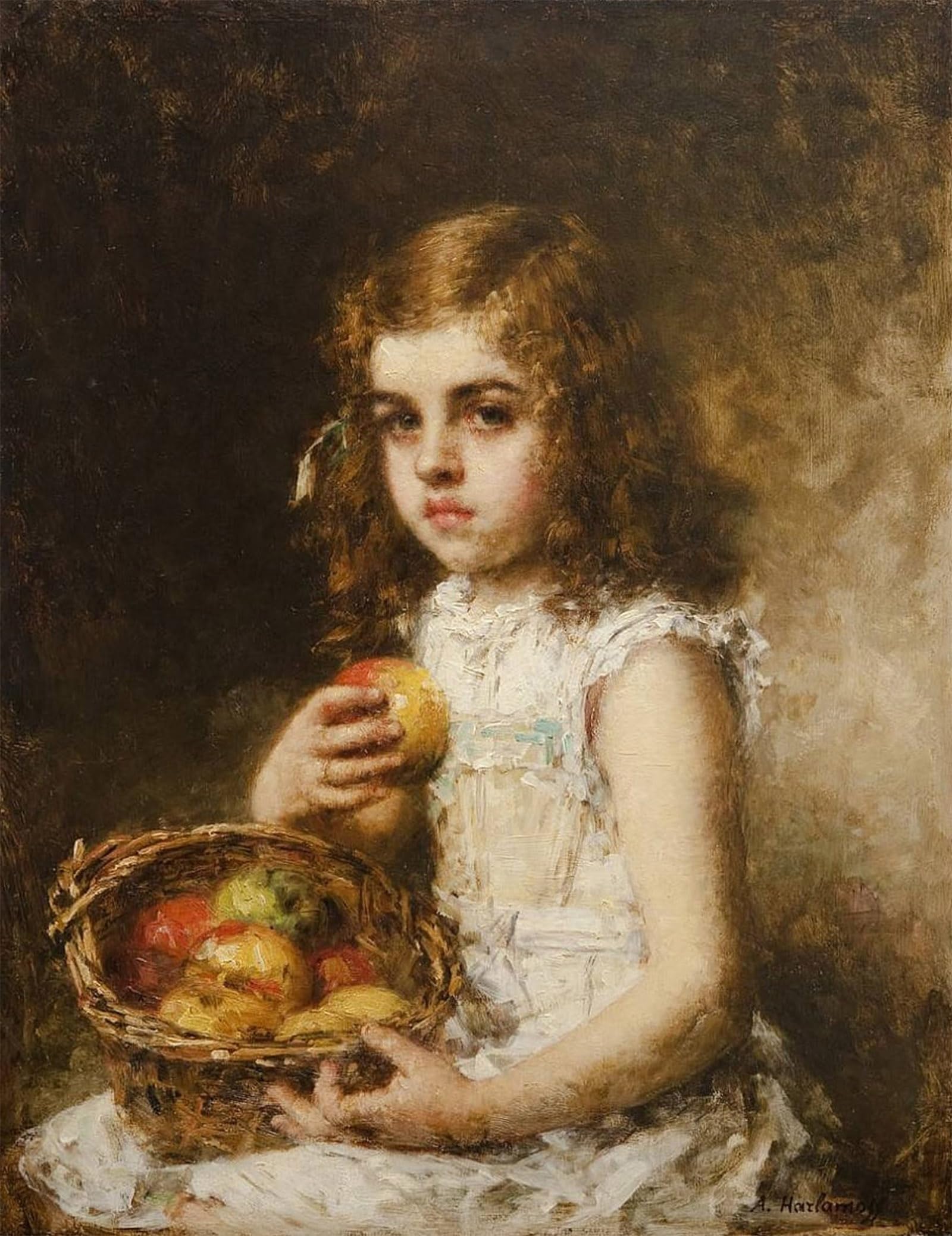ARTXLXXBN Famous Painting Canvas Artwork Graffiti Print Portrait of a Young Girl by Alexei Harlamov Portrait Canvas Image for Home Decor 60x90cm