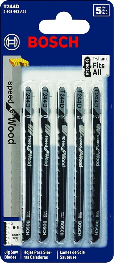 BOSCH T244D 4-Inch 6TPI Jig Saw Blades, 5 Piece (Pack of 1) : Amazon.ca ...