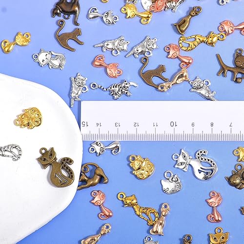 Miniatura 3 de stino - 100 g de dijes colgantes de metal para hacer joyas, lote de dijes bañados en plata y oro para pulseras, collares y manualidades, dijes de