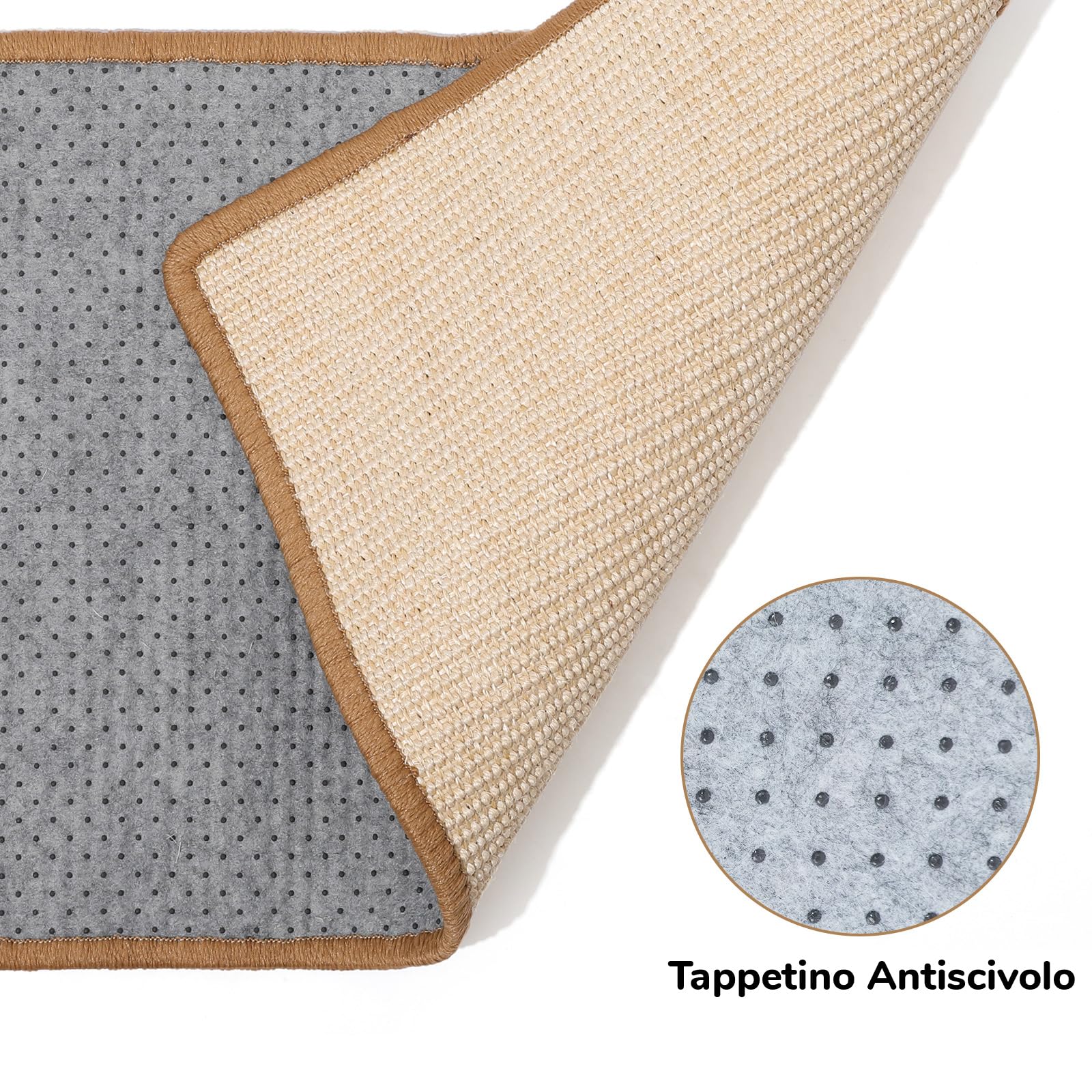 FUKUMARU Tappetino Tiragraffi Per Gatti, 60 x 40 cm, In Sisal Naturale, Tappetino Tiragraffi Orizzontale,Interni, Protegge Divano e Tappeti, Multi-scena, Per Parete e Angolo