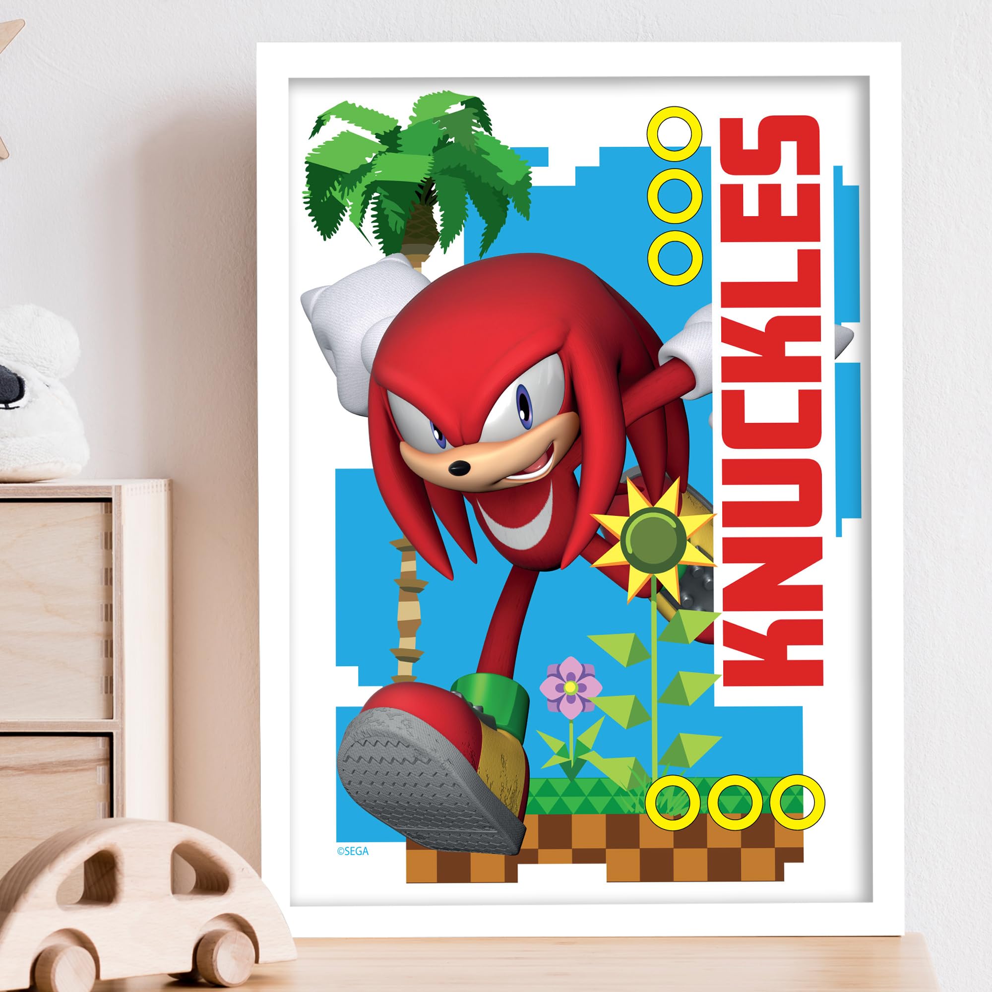 Themed Sonic The Hedgehog Print - Knuckles Green Hill Zone Graphic Poster Wall Art (21cm x 29.7cm - A4)