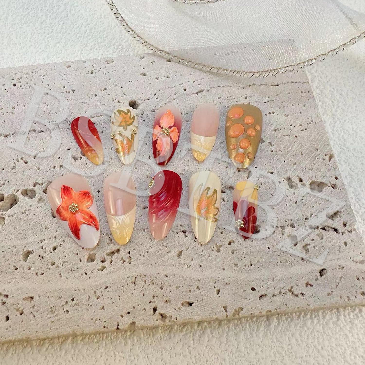 30pcs Autumn Maple Leaf Press-On Nails - Image 2