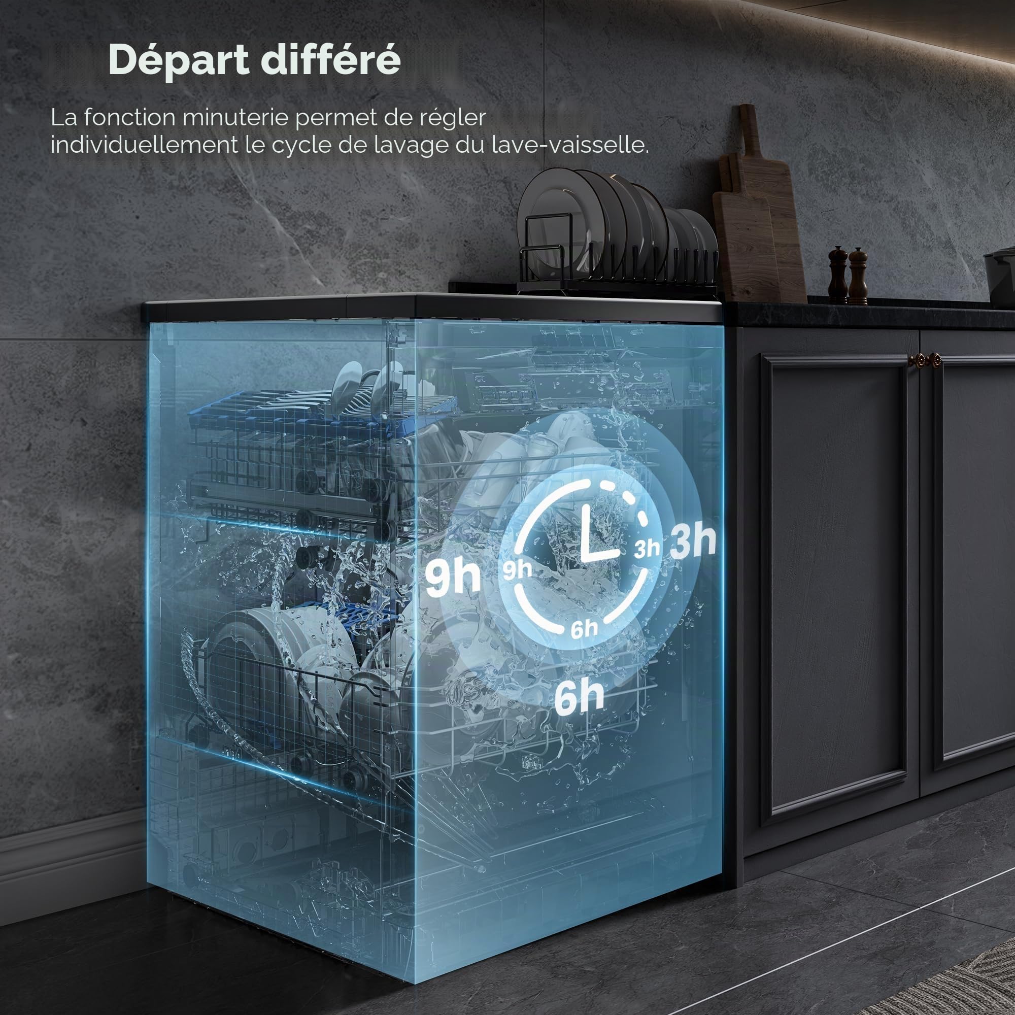 Midea SF 3.60N PRO Lave-vaisselle, 14 places, Lave-vaisselle avec WiFi, Autonome, 5 modes de nettoyage, 47 dB, 3/6/9 h, pré départ différé, inox