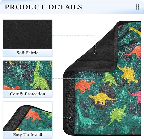 Miniatura 4 de Fundas de cinturón de seguridad de automóvil con diseño de dinosaurios coloridos sobre el fondo abstracto de grunge para niños y adultos, correas de