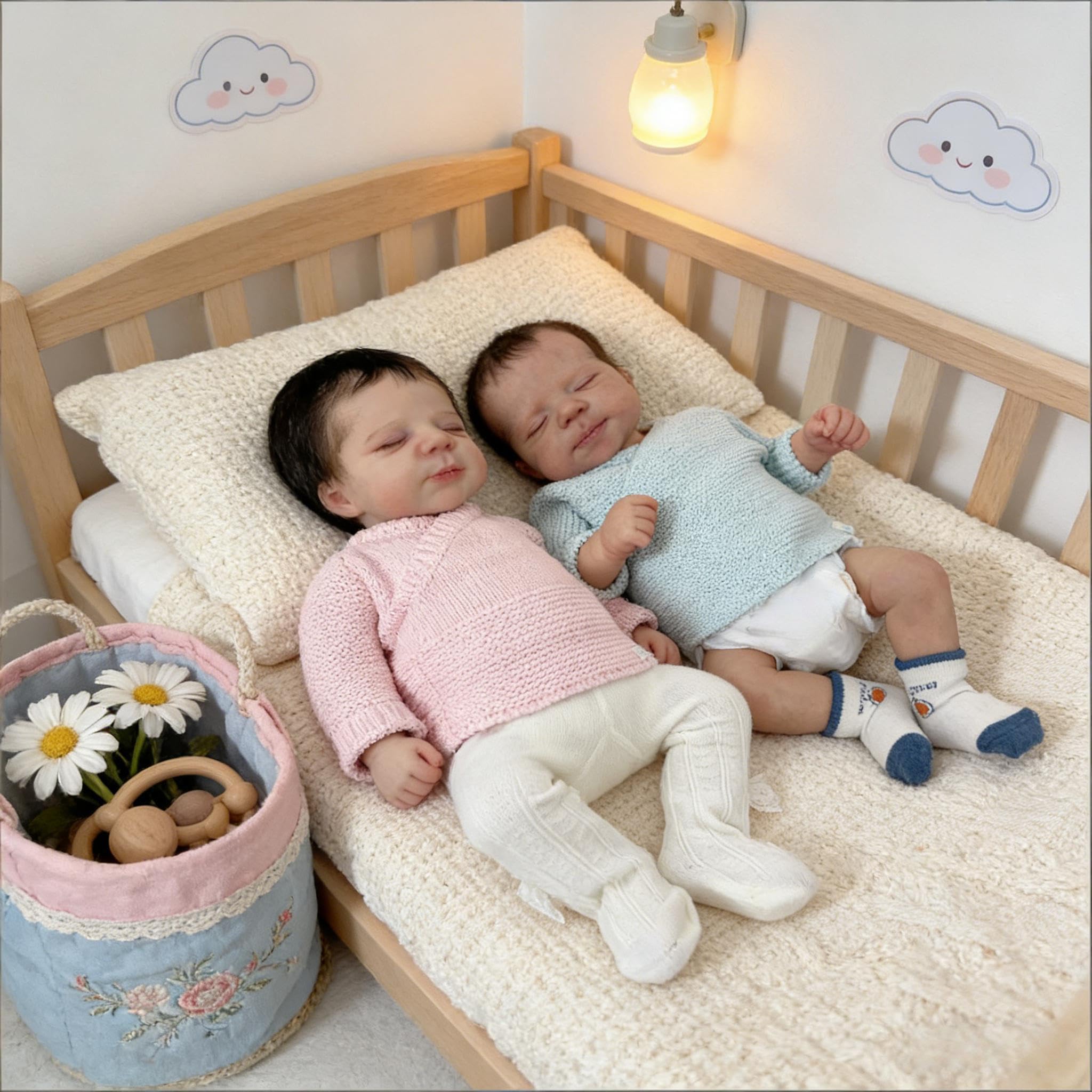 Zwillinge Realistische Reborn Babypuppen Mädchen und Junge 18 Zoll Real Life Babypuppe Silikon Ganzkörper Vinyl Lebensechte Neugeborene Babys Puppe Real Life Silikon Babys Zwillinge Puppen