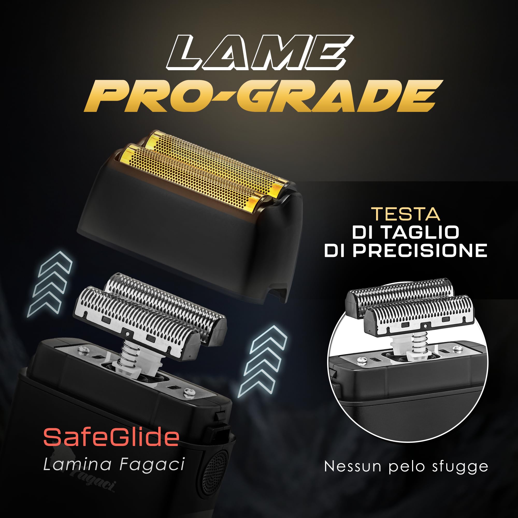 Fagaci Rasoio a Lamina con Rasatura Ultra Liscia, Electric Shaver Senza Irritazioni, Rasoio Barba Uomo Elettrico con 8500 giri/min ad Alta Coppia, Shaver Elettrico Barba e Capelli Facile da Pulire
