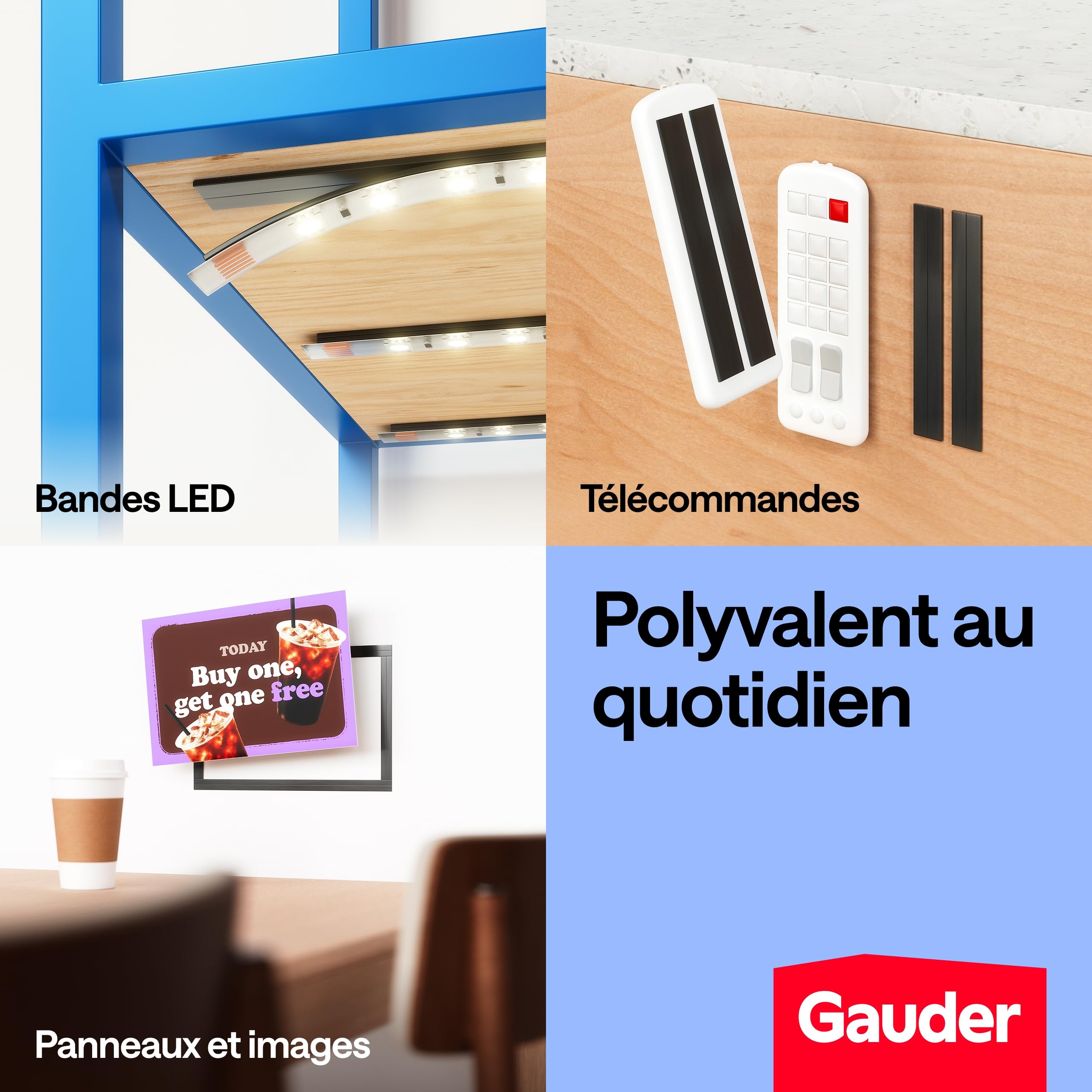 GAUDER Bande Magnétique A+B pour Moustiquaires (1+1 m) - Bandes Autocollantes Forte Attraction