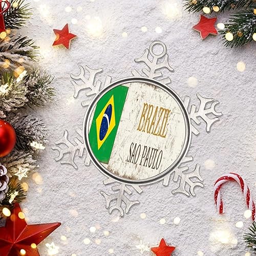Miniatura 4 de LITTLEGROVE SEEDS Adornos de Navidad con la bandera de Brasil 2023, adorno de copo de nieve de Sao Paulo, recuerdo de la ciudad del país, adornos de
