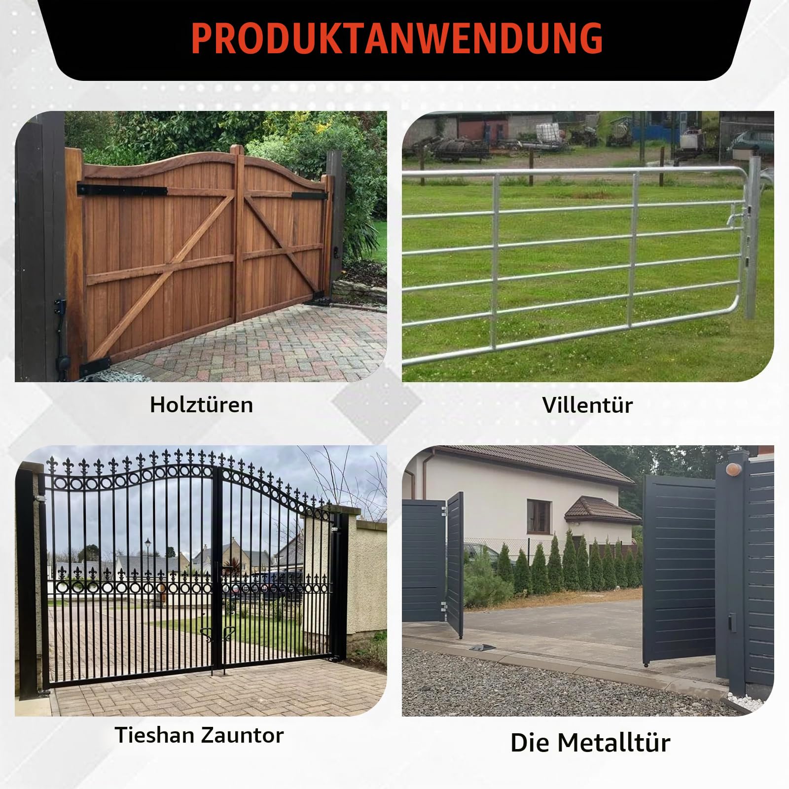 8 Zoll Zauntorrad, Lenkrollen mit Schrauben, Federgeladene Stoßdämpfer | Rohrtor-Rollen, Rad mit Robuster Federung, Für Rohrtore, Metalltore, Holztore, Zauntore, Schwingtore, 600 Pfund Tragkraft