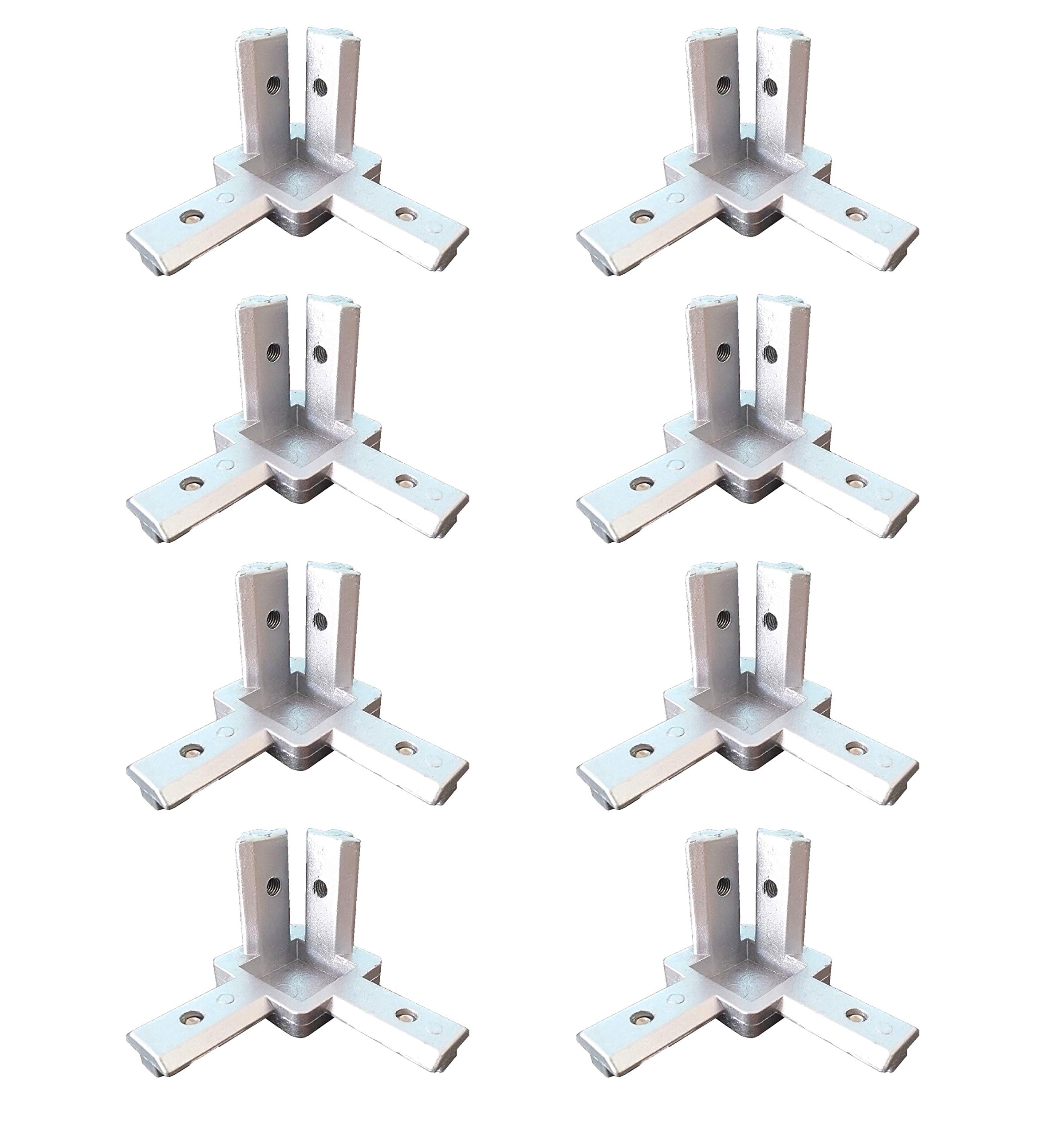 Befenybay 8PCS 3-Side End Corner Bracket Connector with Screws for 6mm T-Shape Aluminum Extrusion Profile European Standard 2020-Series(2020s-Silver)