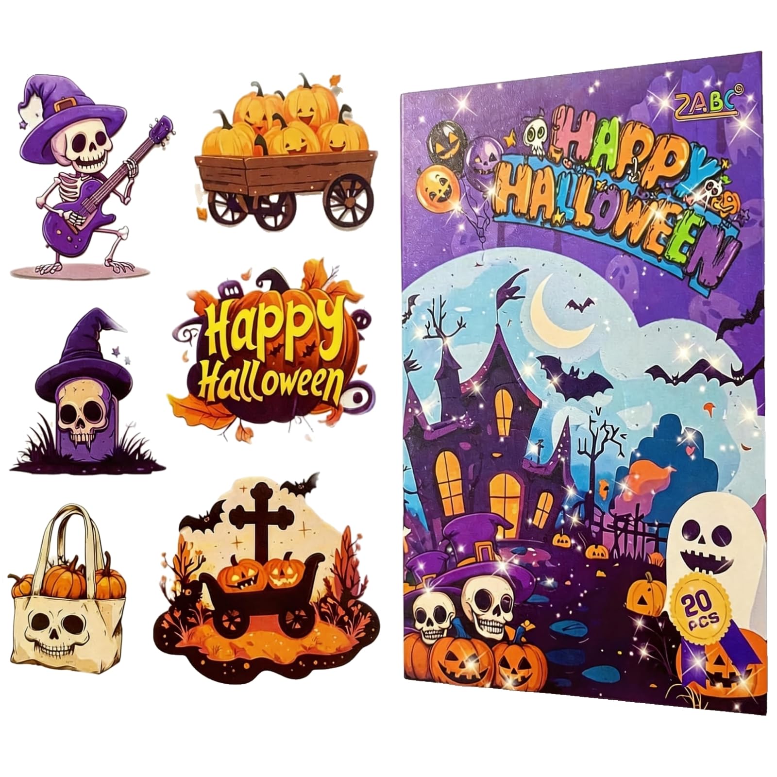 Autocollants Happy Halloween PET imperméables pour scrapbooking et journal intime éphémère