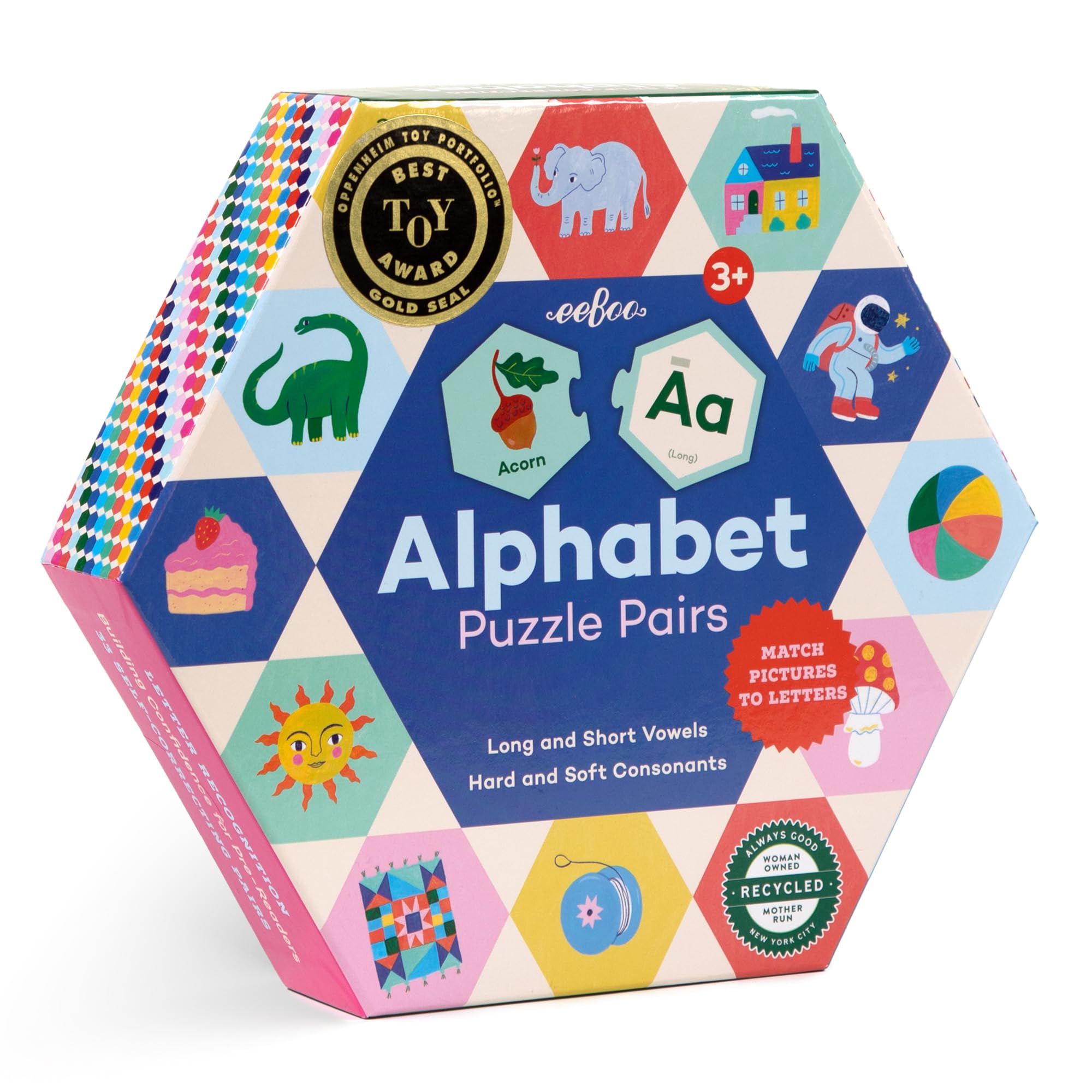 Hexagon Puzzle Pairs, Alphabet Matching Activity, Ages 3+