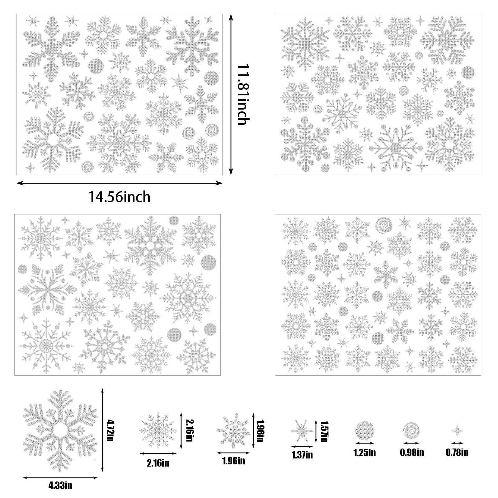 Tuzuaol Christmas Snowflake Window Clings Stickers Decorations Glitter Sparkling Xmas Snowflakes Decals for Winter Frozen Party Supplies Wonderland Decorations