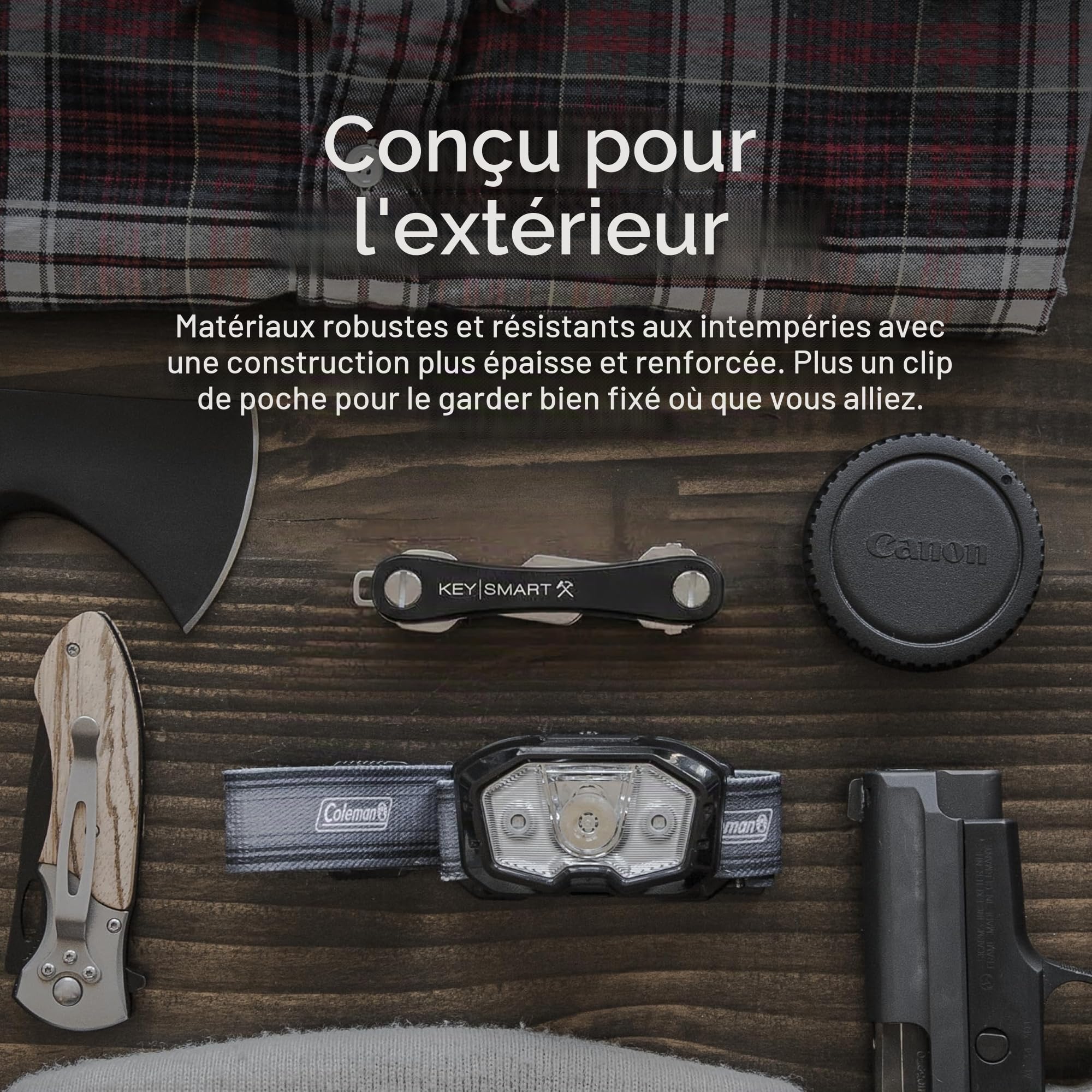 KeySmart Rugged Porte-clés multifonctionnel organisateur de clés jusqu'à 14 clés avec décapsuleur et clip de poche