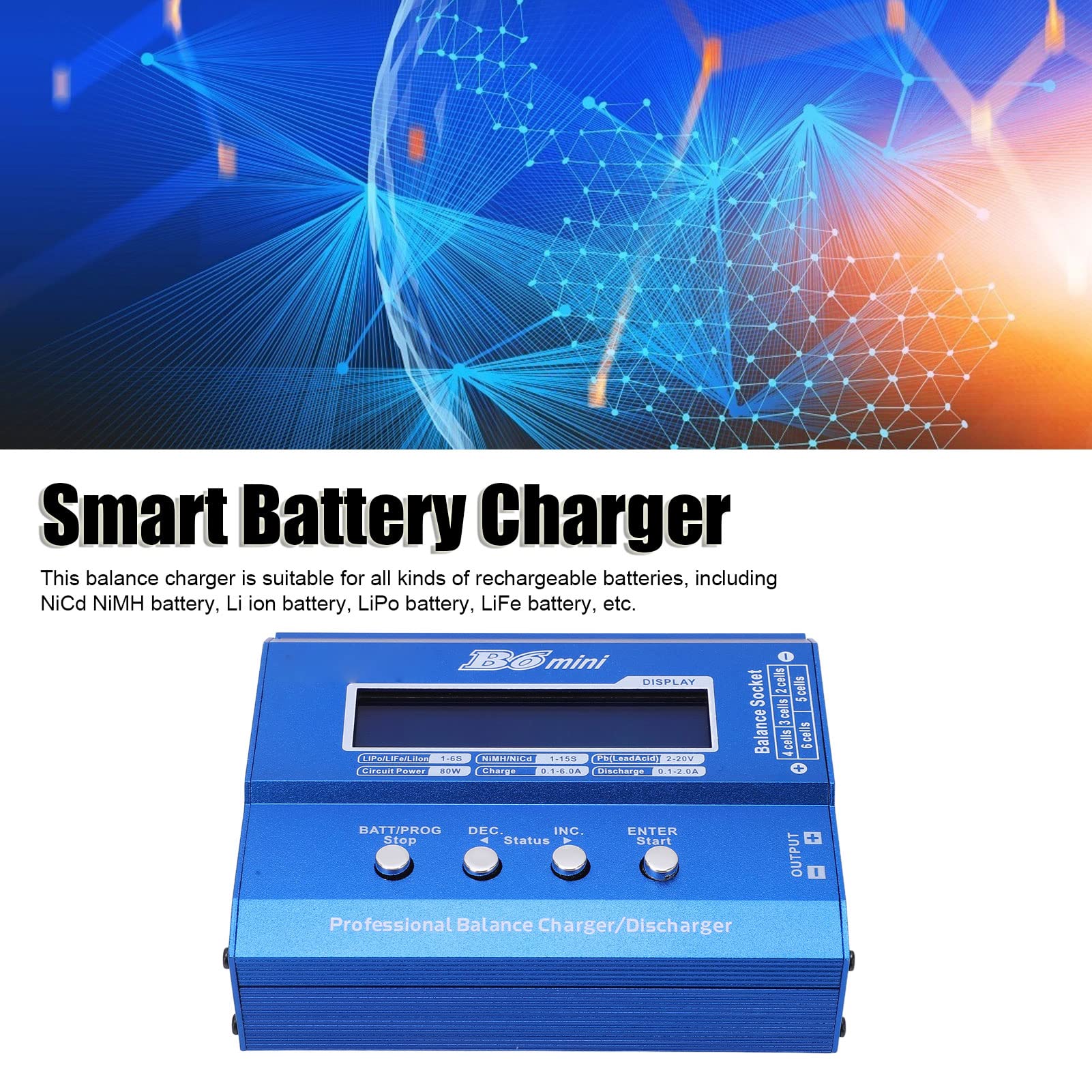 Chargeur De Batterie RC 80W LCD – Balance Numérique, 6A, Pour LiPo, NiMH, Pb, Avec Prise Européenne