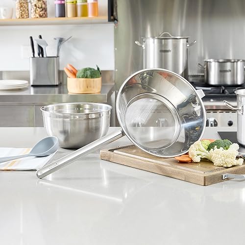 Miniatura 7 de Restaurantware Chinois - Colador de acero inoxidable de 11.8 pulgadas con malla extrafina para salsas, caldos, sopas, caldos, tamizado, herramientas