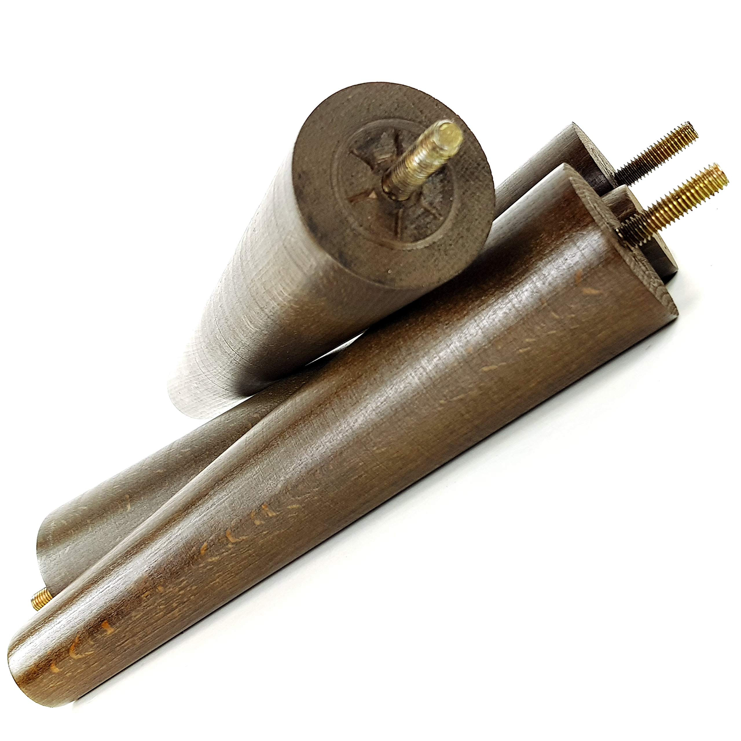 Knightsbrandnu2u 4x Wooden Furniture Legs M10(10mm) 240mm High Antique Brown Finish Replacement Round Tapered Sofa Feet Stools Chairs Sofas Cabinets Beds PKC2117