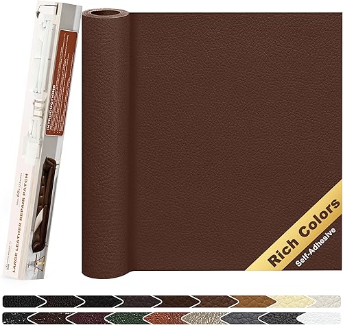 Vista 14 de KING MOUNTAIN Parche de reparación de cuero, cinta de reparación de cuero autoadhesiva de 4 x 63 pulgadas para muebles de cuero dañados, asientos