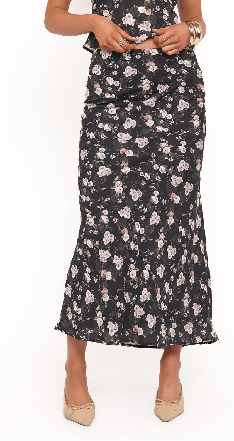 Petal & Pup Women's Giarda-Maxi-Skirt-Dark-Floral