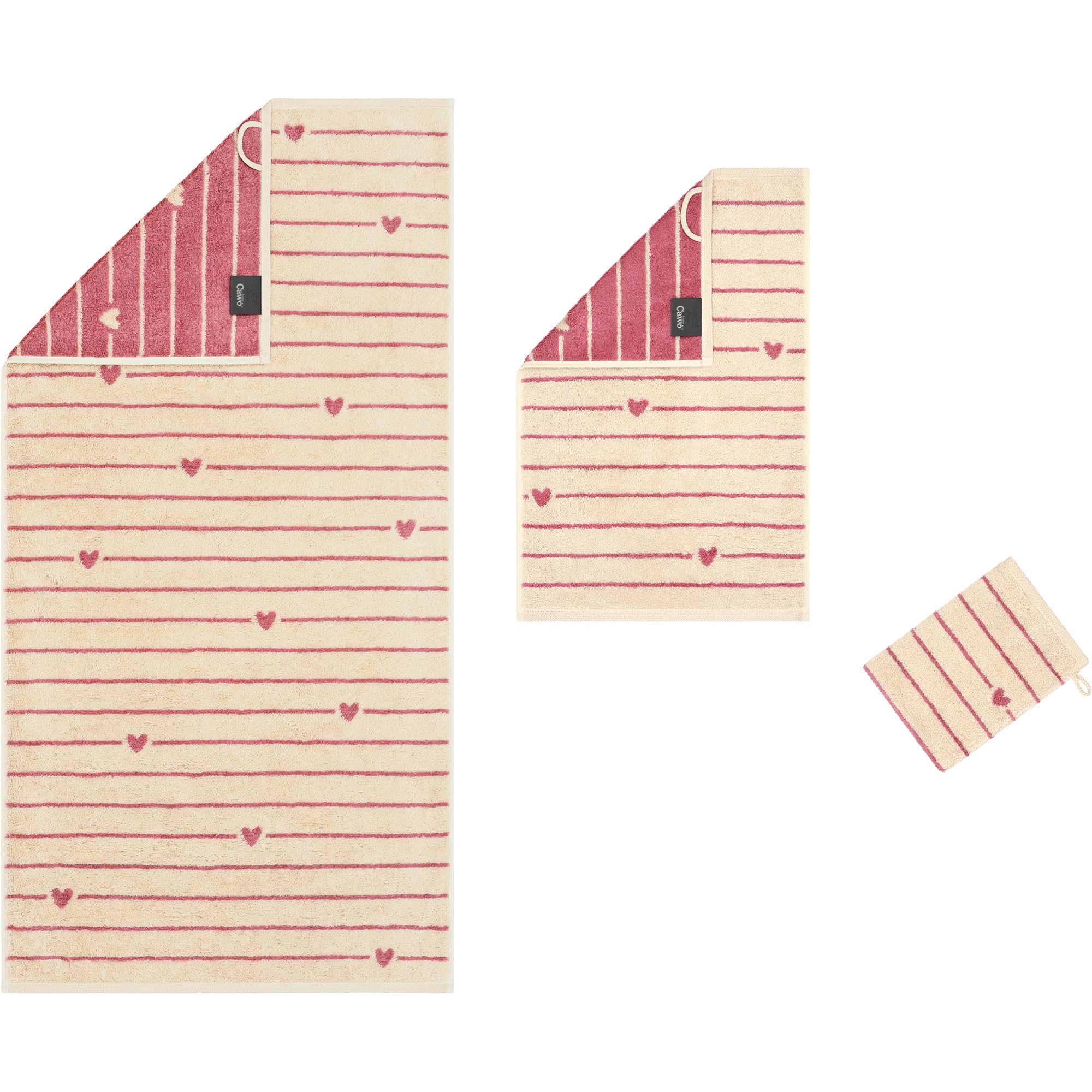 Cawö Handtücher Heart Beats Lines & Hearts 6276 Beere - 32