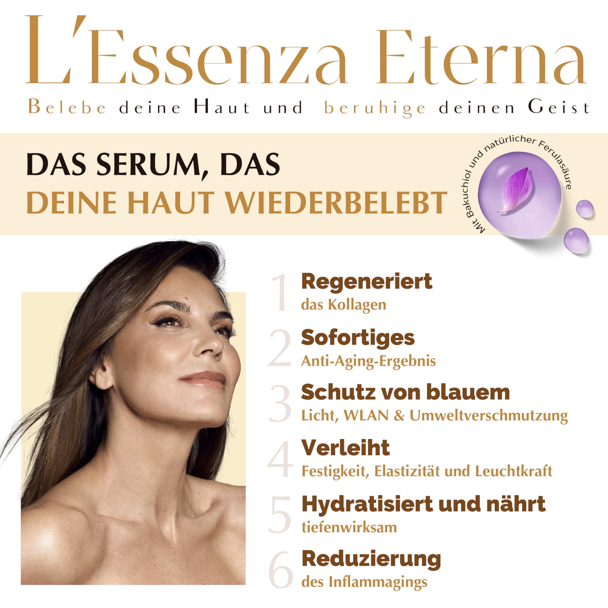 Atashi | Ewiges Jugend-Ritual | Anti-Aging-Serum L’Essenza Eterna + Redensifizierende Feuchtigkeitscreme SPF 15 + Weiße Lack-Kosmetiktasche als Geschenk | Verjüngt und Schützt Ihre Haut | 30 ml + 50 m