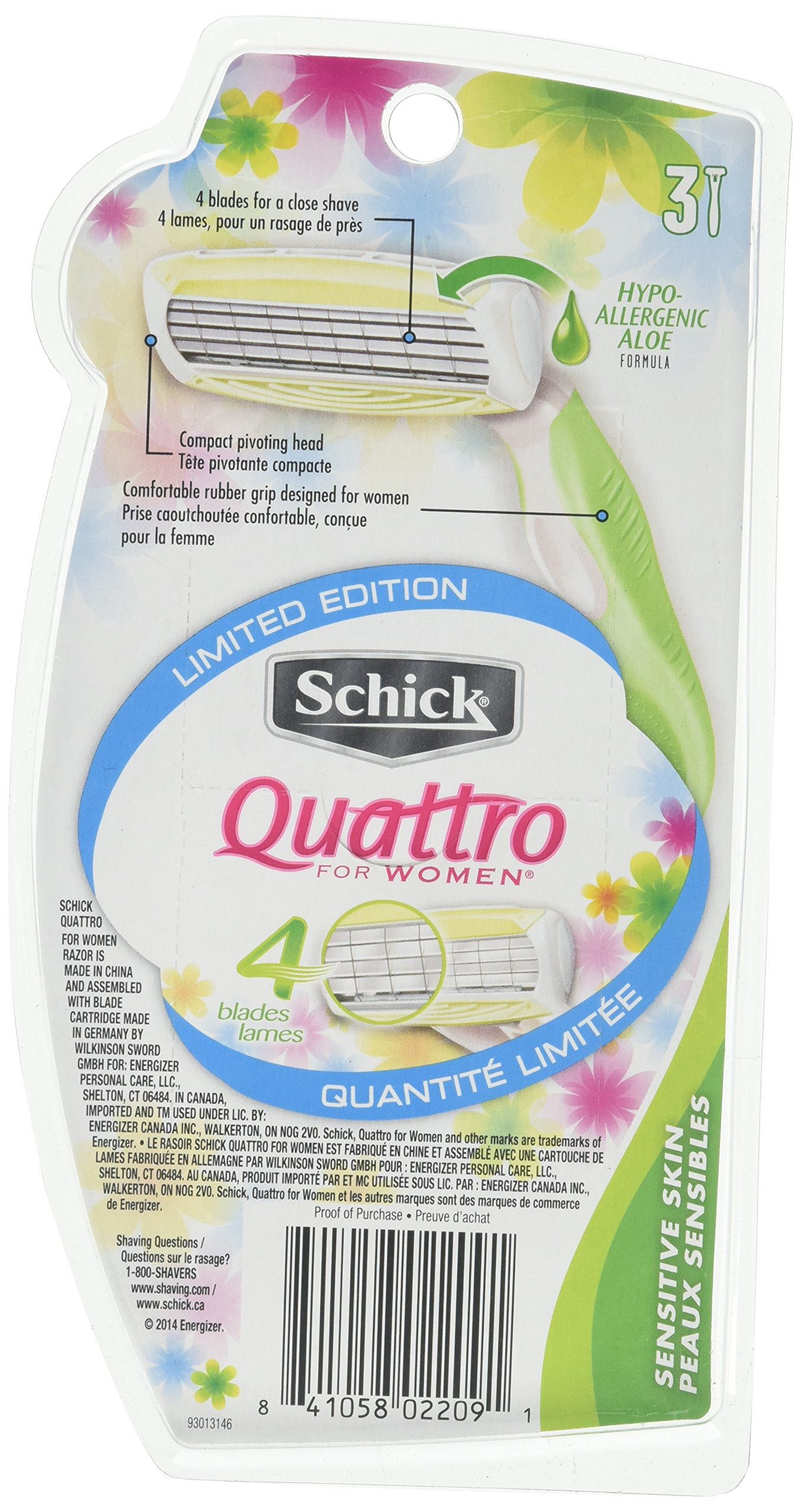 Amazon.com: Schick Quatro Womn Disp S Size 3ct : Beauty & Personal