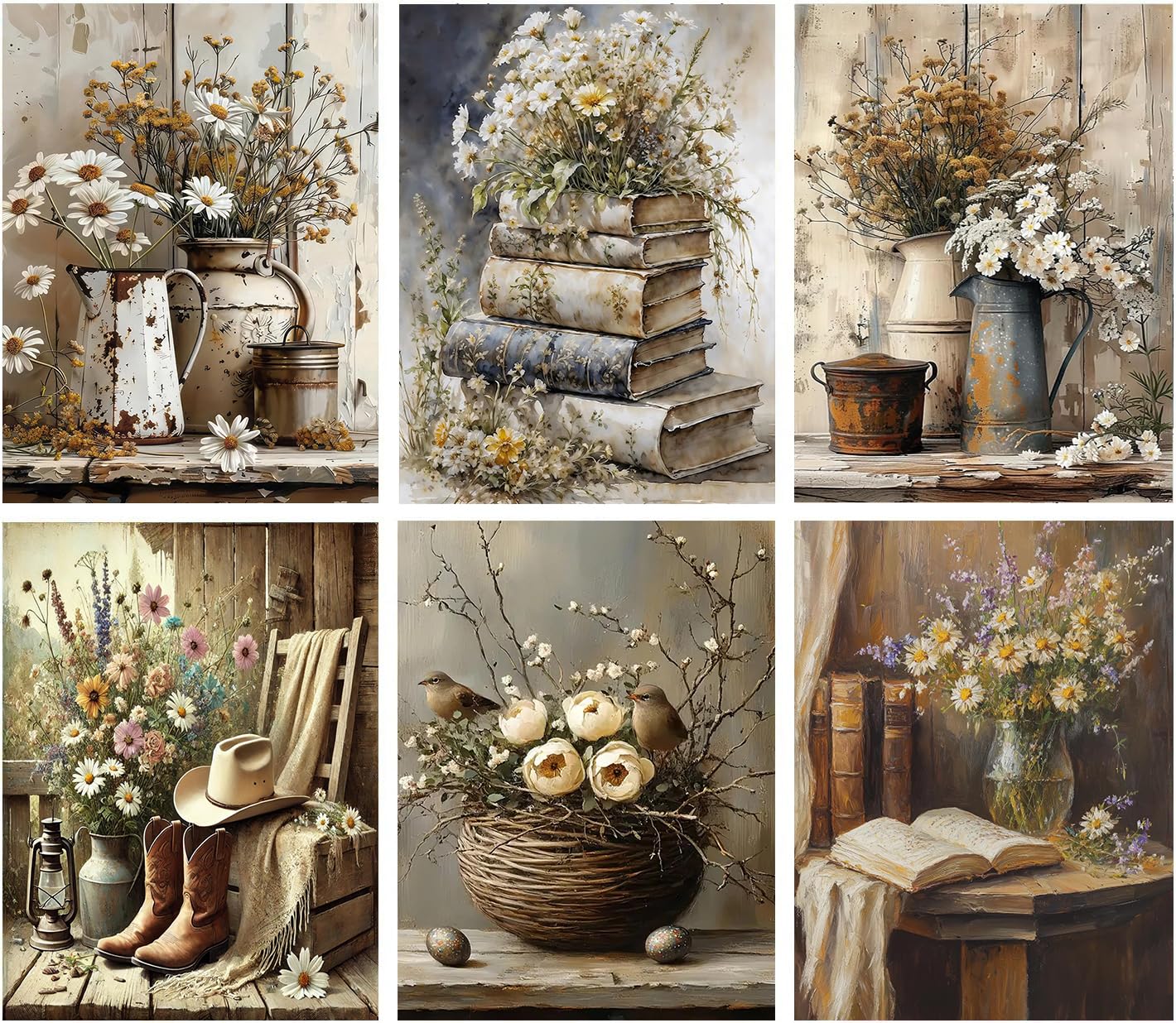 6 Pack Diamond Art Kits for Adults,5D Vintage Flower Diamond Painting Kit for Beginners Adults,DIY Diamond Dots Gem Painting for Adults Wall Art Decor 11.8x15.7inch-image-18