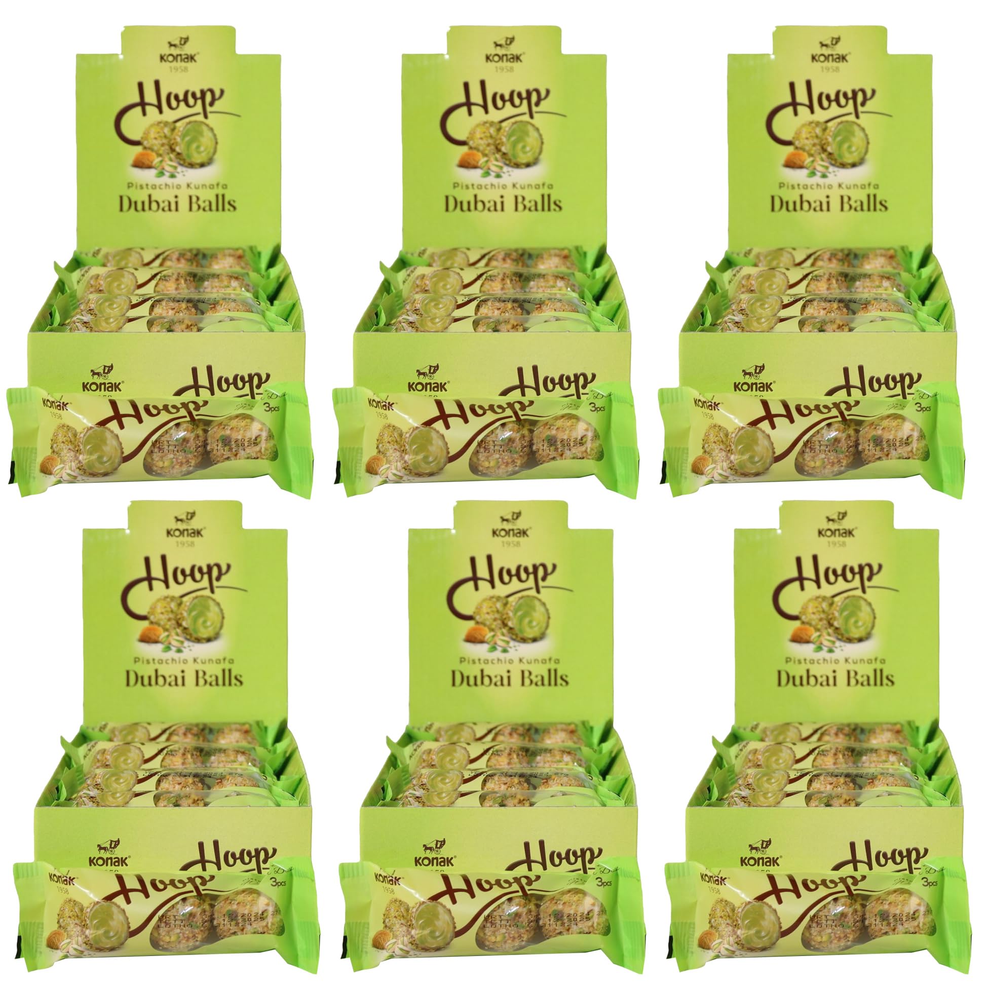 216 Dubai Chocolate balls - With Kunafe pistachio Delicious and concentrated pistachio flavor - perfect as a nice gift, office greeting, friends gathering, 72 packs - 27 g Total 68.58 Oz