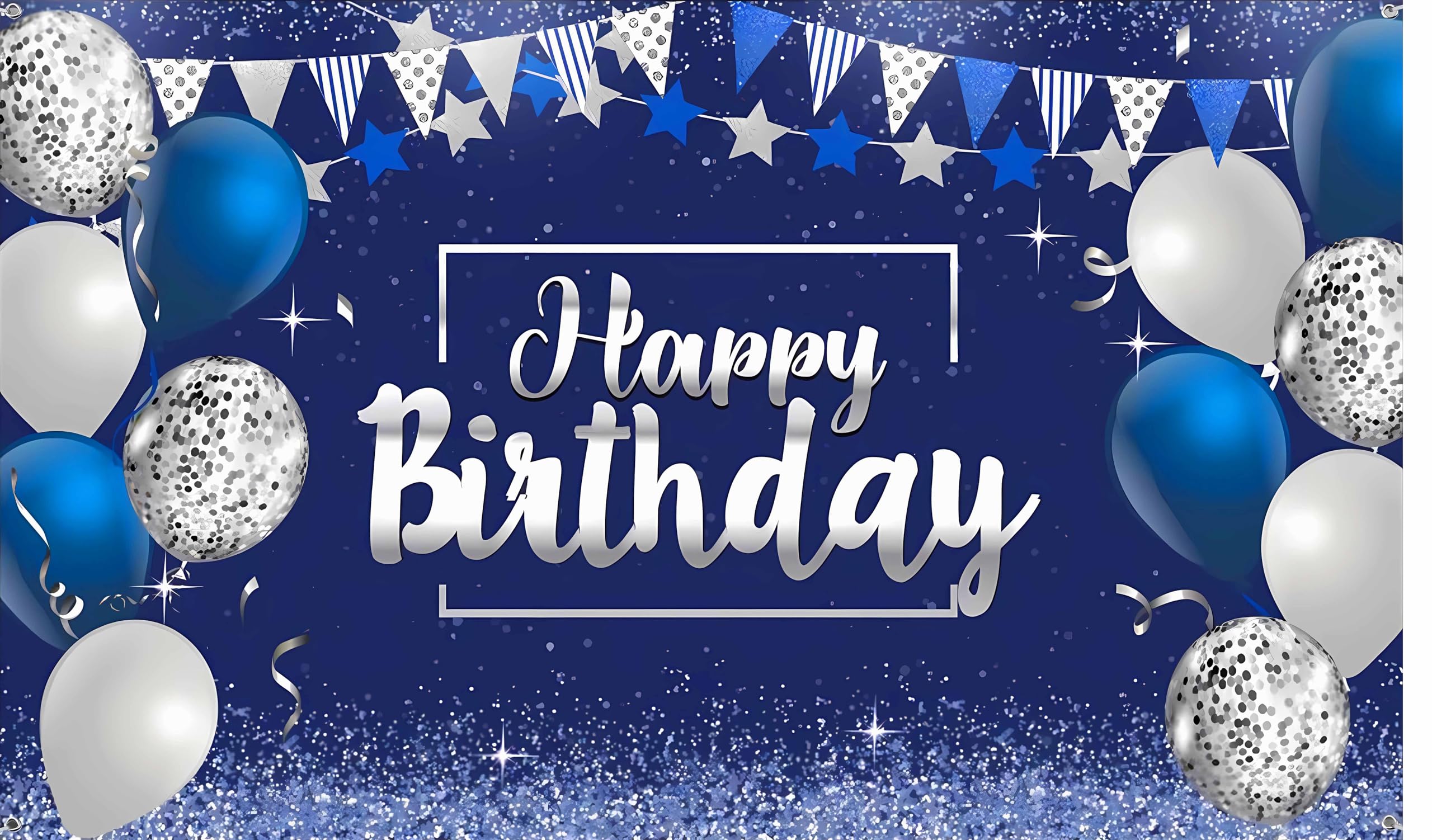 Backdropon Happy Birthday Design Banner Sign Poster Large Fabric Glitter Balloon Fireworks Sign Birthday Photo Backdrop Background Decoration Size 5Feet Height and 8Feet Width(5 * 8)