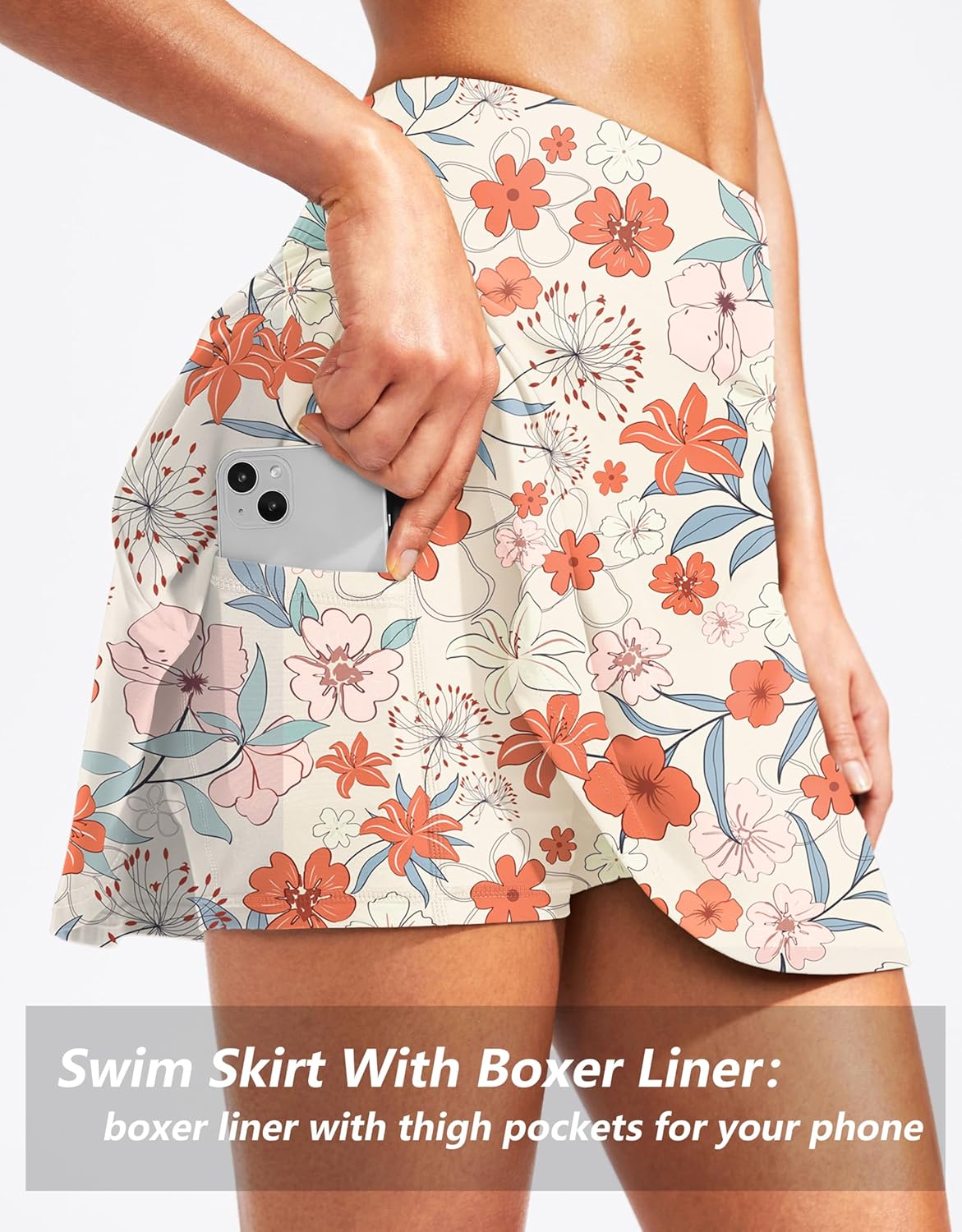 Kayrth Women's High Waisted Swim Skirt with Zipper Pockets Tummy Control Bathing Suit Swimsuit Tankini Bottoms - Image 4