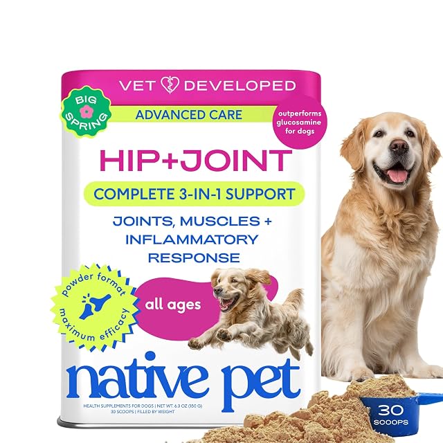 Native Pet Hip Joint Advanced Care Dog Joint Supplement Powder for Mobility Movement Support Joint Supplement for Dogs