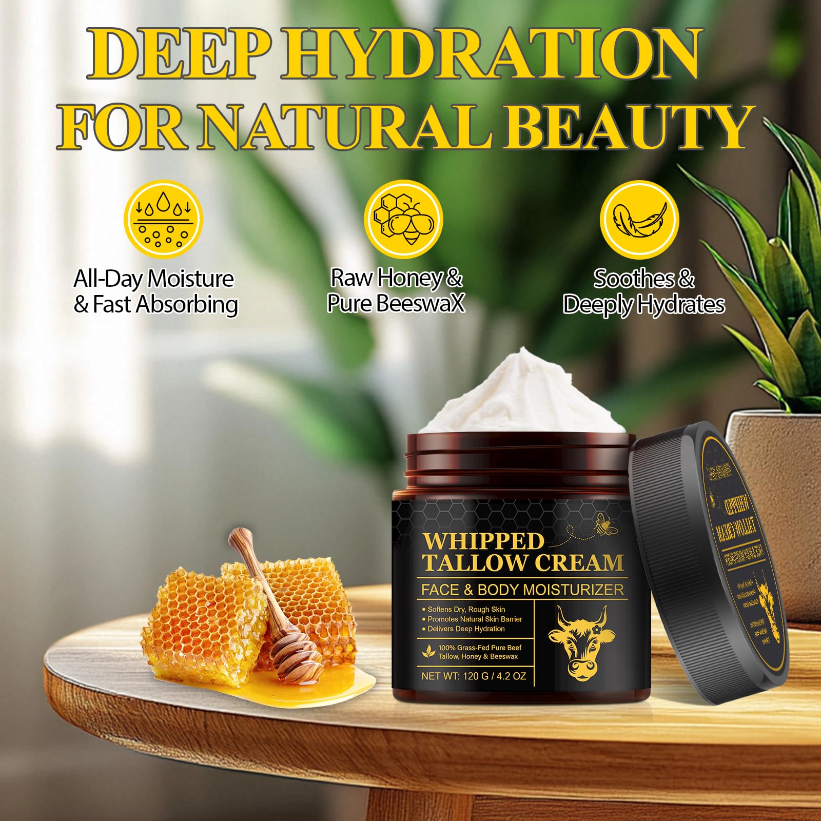 Beef Tallow Skin Care 120G, 100% Grass Fed Tallow Face Cream Nourishing for Face & Body Care, Oil-Free & Unscented - Image 2