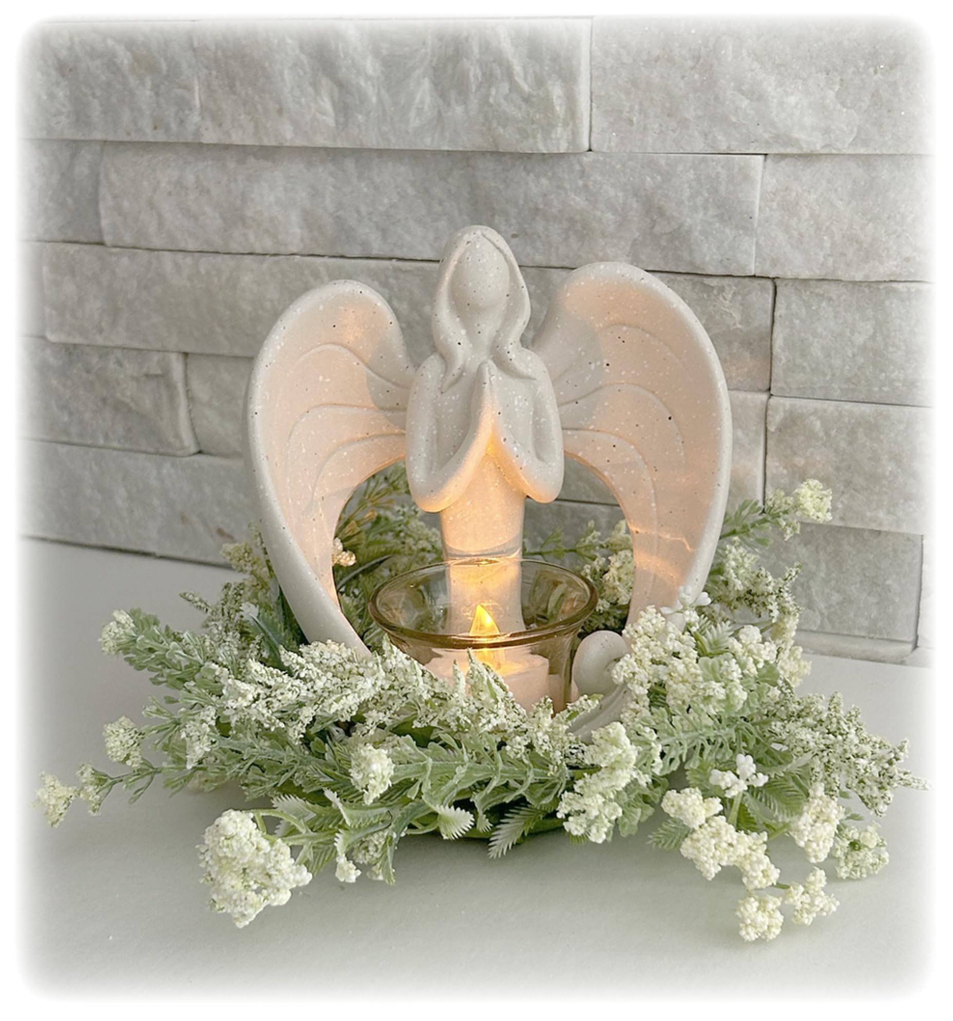 Angel Statue Sympathy Gift for Memorial- Candle Holder Figurine for Celebration of Life, Funerals, Condolences, or Loss of a Loved One - Send a Memorial Angel Tealight Candleholder
