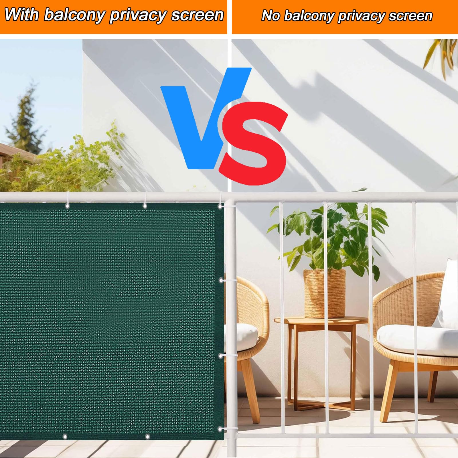 GUOJUN Balkon Sichtschutz Wetterfest 100 x 820 cm Windschutz HDPE Atmungsaktiv Balkonverkleidung Balkonsichtschutz Balkonbespannung mit Kabelbinder Ösen Privatsphäre Ohne Bohren, Dunkelgrün