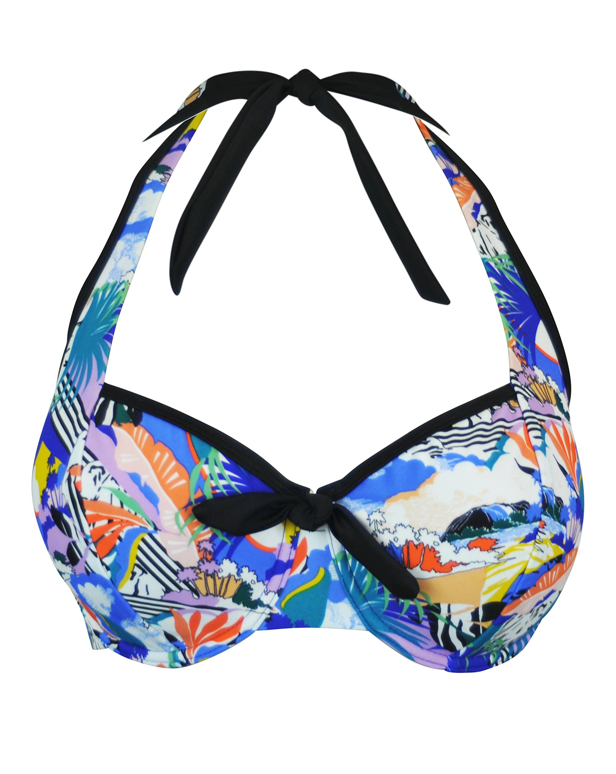 Pour Moi? Women's Halcyon Underwired Halter Top Wired Bikini Top, Multicoloured, 32F