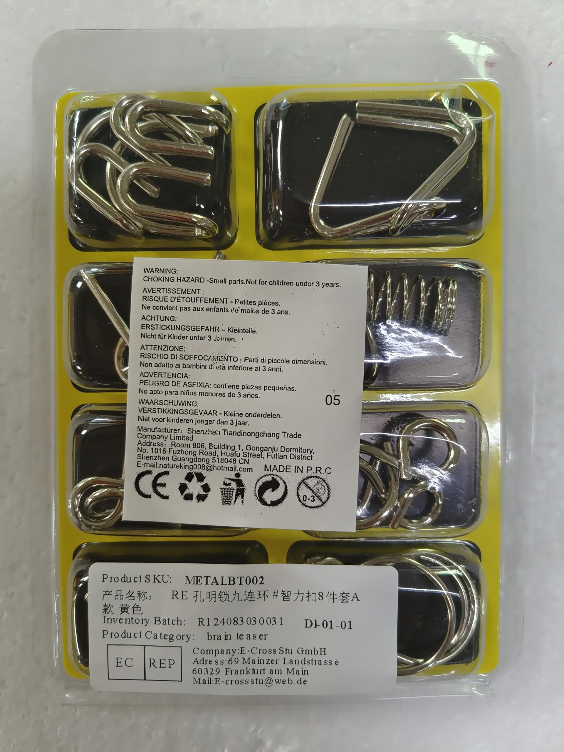 Holzsammlung Set Of 8 Brain Teaser Metal Wire Puzzles Classical | UAE