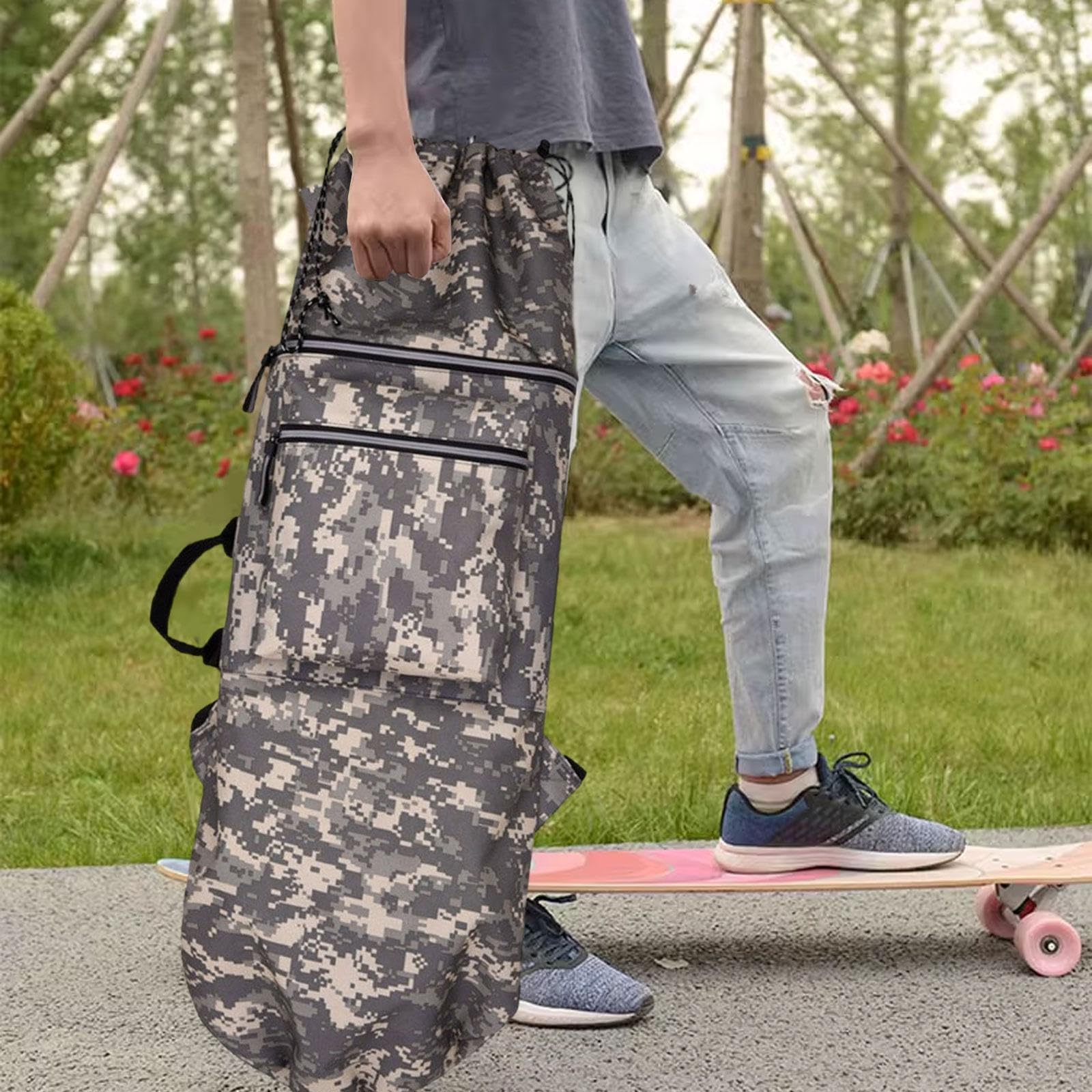 Perfeclan Sacoche de Skateboard, Housse pour Longboard, de pour Les et Le Skate en extérieur, en Tissu Oxford, à Dos de Skateboard