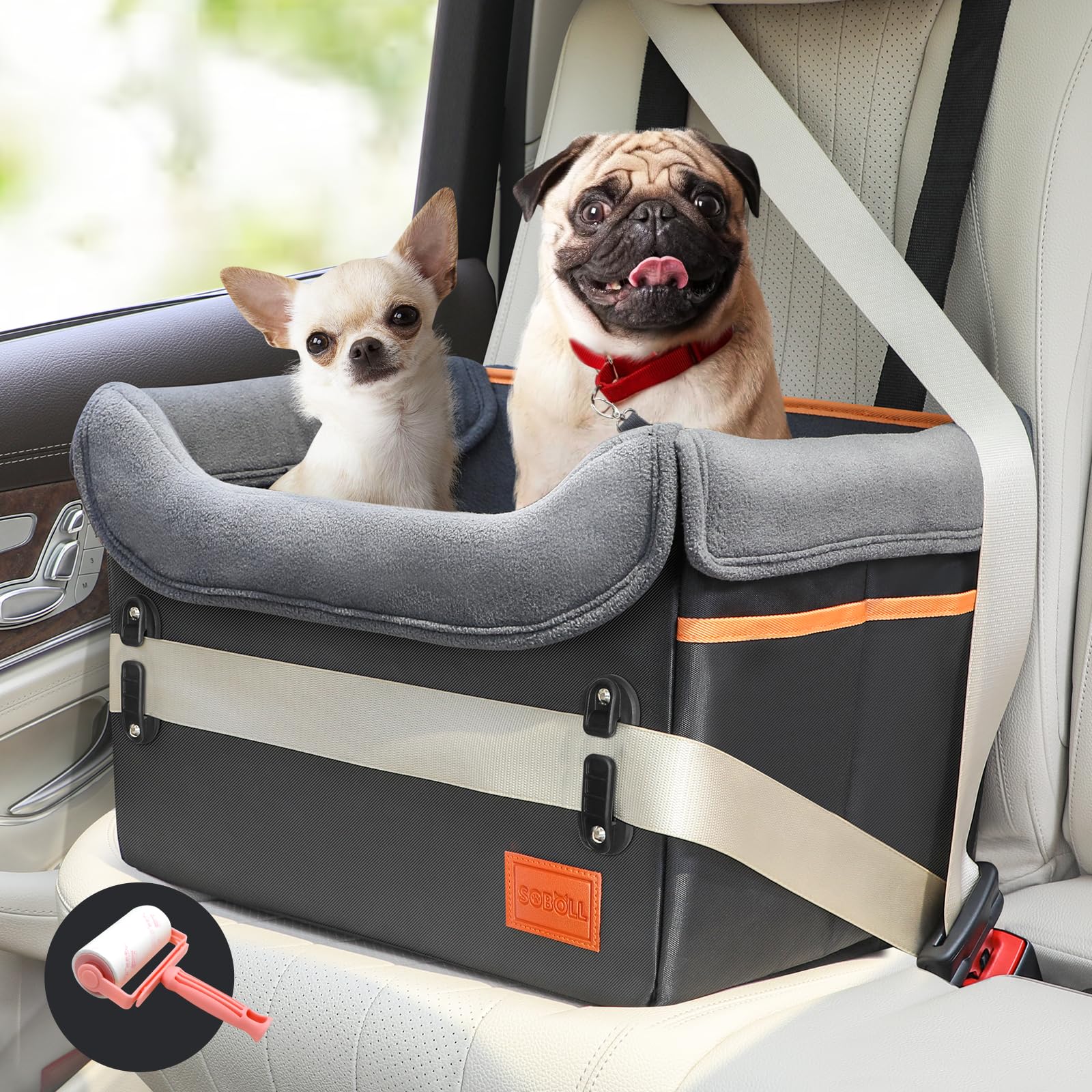 Dog Car Seat - Medium Dog Bed for Small Dogs Waterproof Booster Seat Clip-on Harness and Thick Memory Foam Padding Pet Travel Bed Small Dog Car Seat Cover for Back Seat Dog Car Seat Bed