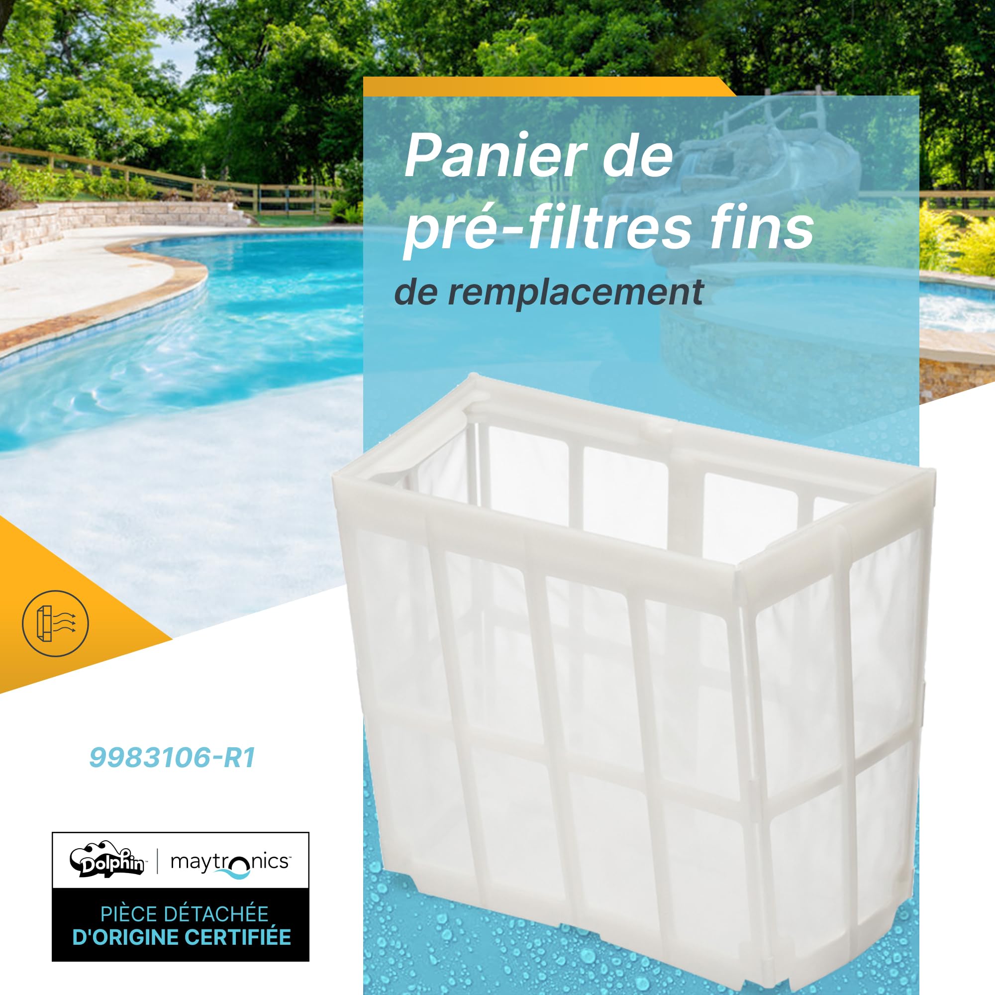 Dolphin Pièce détachée certifiée Panier de pré-filtres Fins - Référence 9983106-R1