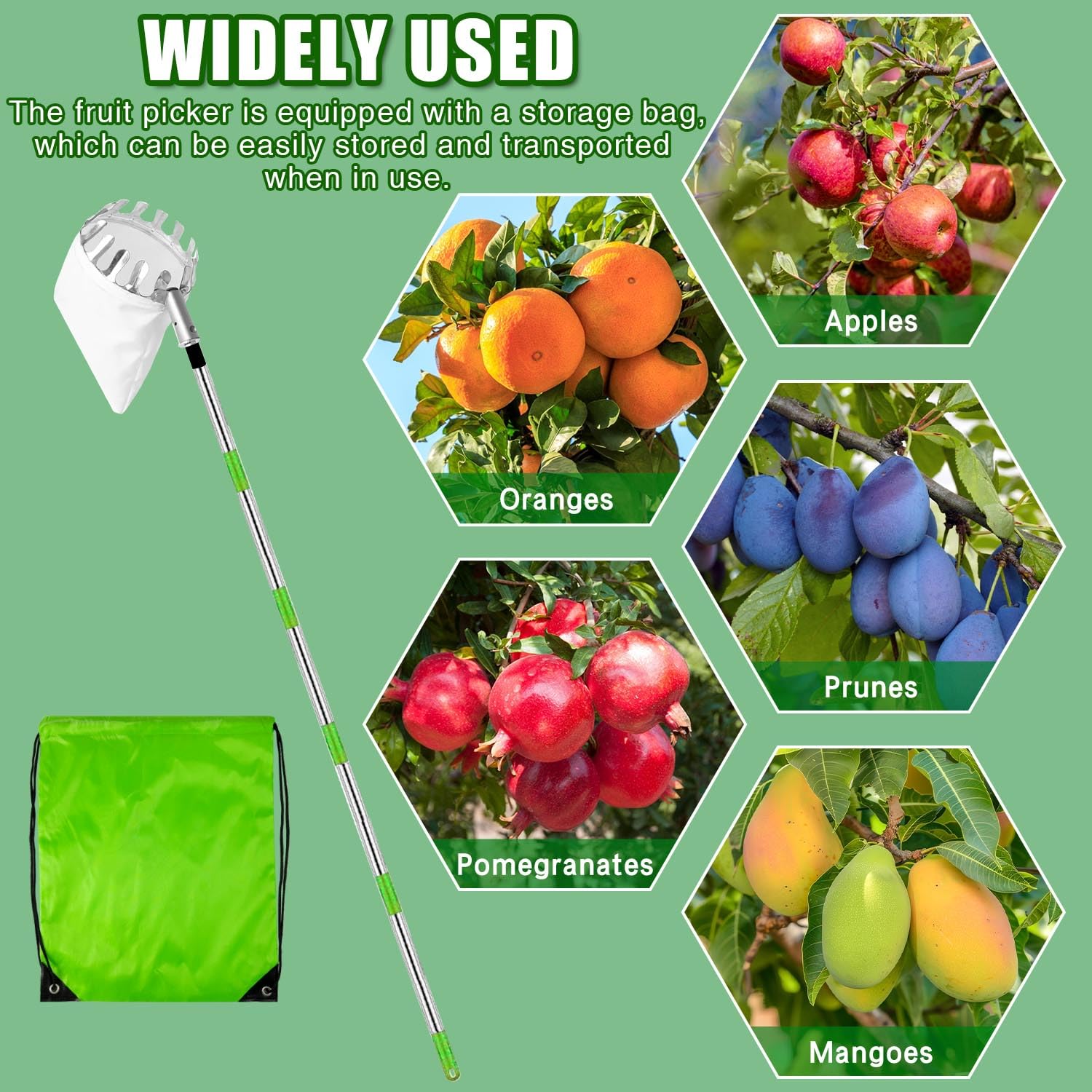 Raccogli Frutta Telescopico 2.2m | Con Borsa In Tessuto, Per Mele Pere Arance E Altri Frutti - Foto 9