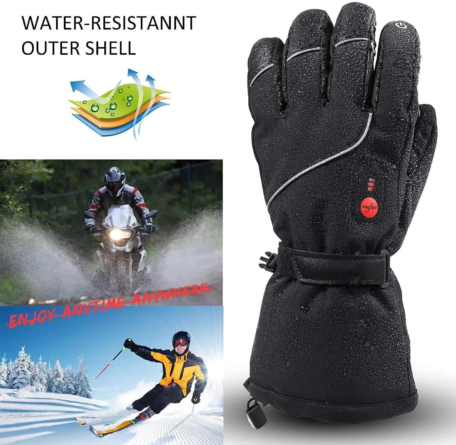 Guantes calefactables, Unisex, Recargable, Alimentado por batería, Guante Calefactor eléctrico para Invierno, Trabajo al Aire Libre, Nieve, esquí, Snowboard, Caza, Motos de Nieve,