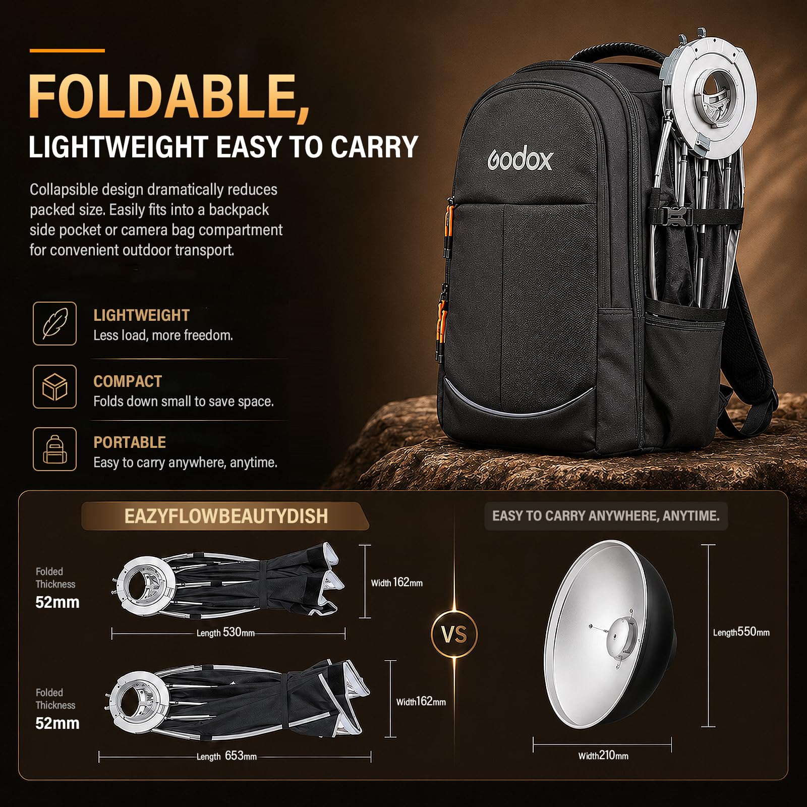 Godox EazyFlow Bty Bol de beauté pliable avec support Bowens 85 W