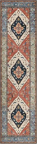 Miniatura 8 de Beeiva Alfombra persa lavable 2 x 8 pies estilo bohemio para pasillos para cocina dormitorio baño entrada medallón tribal vintage cuarto de servicio