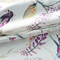 Vista 148 de VOGOL Cenefas con patrón de pájaros para ventanas de cocina, cenefa texturizada de lino con estampado floral y pájaros para ventanas pequeñas