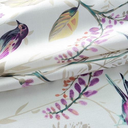 Miniatura 4 de VOGOL Cortinas decorativas con cenefa para habitación de niñas, estampado de flores de pájaros rosados, cortina de ventana pequeña, cenefa con