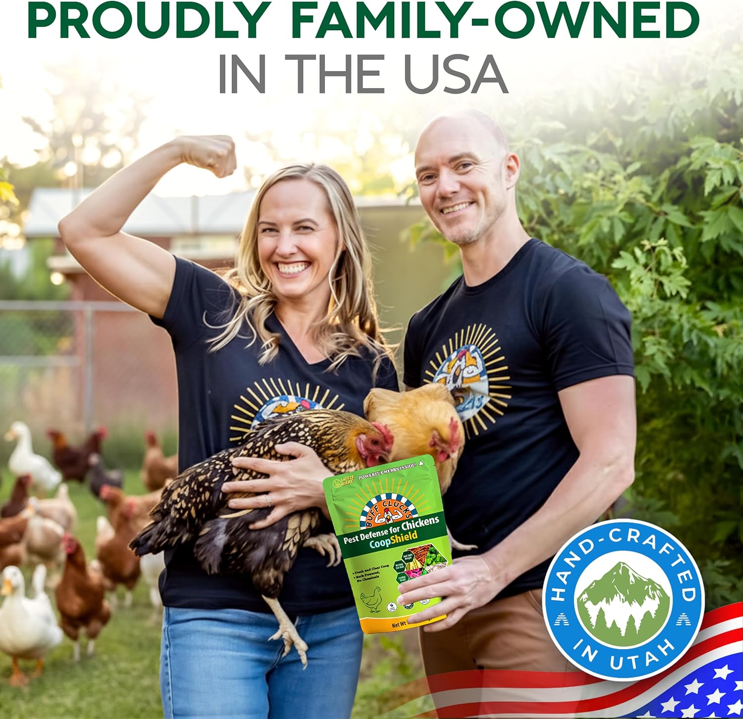 Buff Clucks Dust Bath Herb Blend for Chickens - Keep Feathers Clean & Healthy - Food Grade, Natural Nesting Box Herbs for Bedding, Coop Floor, USA (12 oz)