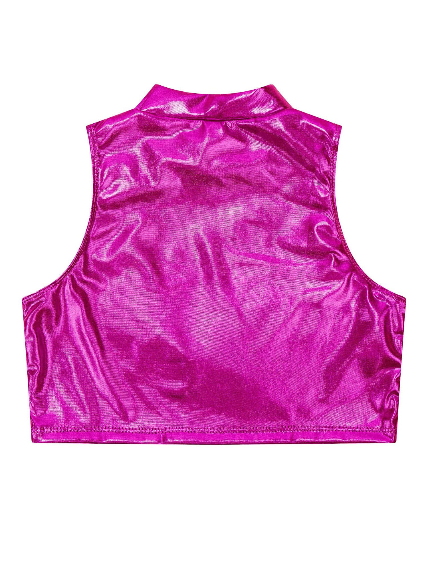 IEFIEL Crop Top de Danza Brillante Niña sin Manga Camiseta Corta de Deportiva Gimnasia Rítmica Yoga Fitness Disfraz de Bailarina 2-16 Años
