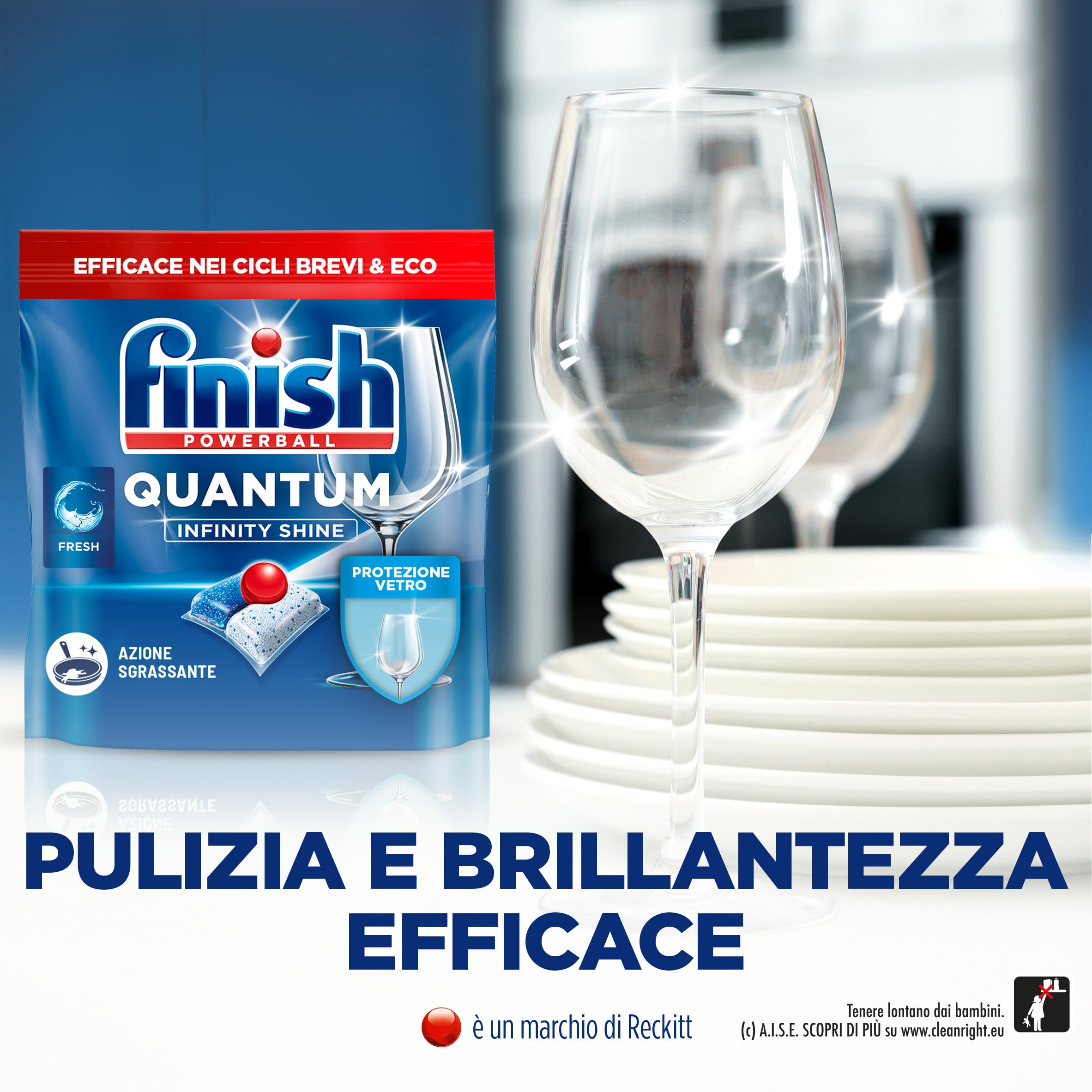 Finish Quantum Infinity Shine Pastiglie Lavastoviglie, 166 Capsule Lavastoviglie, Detergenti per Lavastoviglie